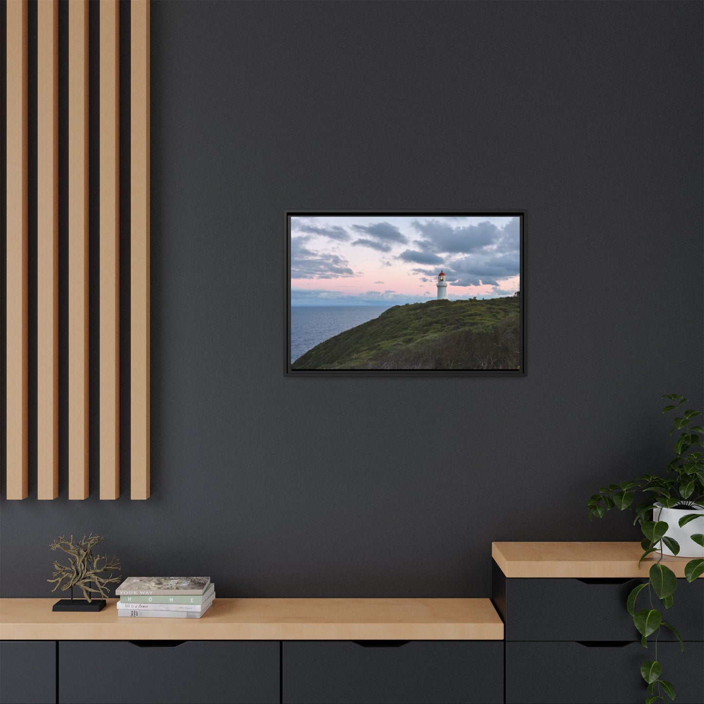 Cape Schank Lighthouse at Sunrise in Winter 6228 - Thick Matte Canvas Print, Framed