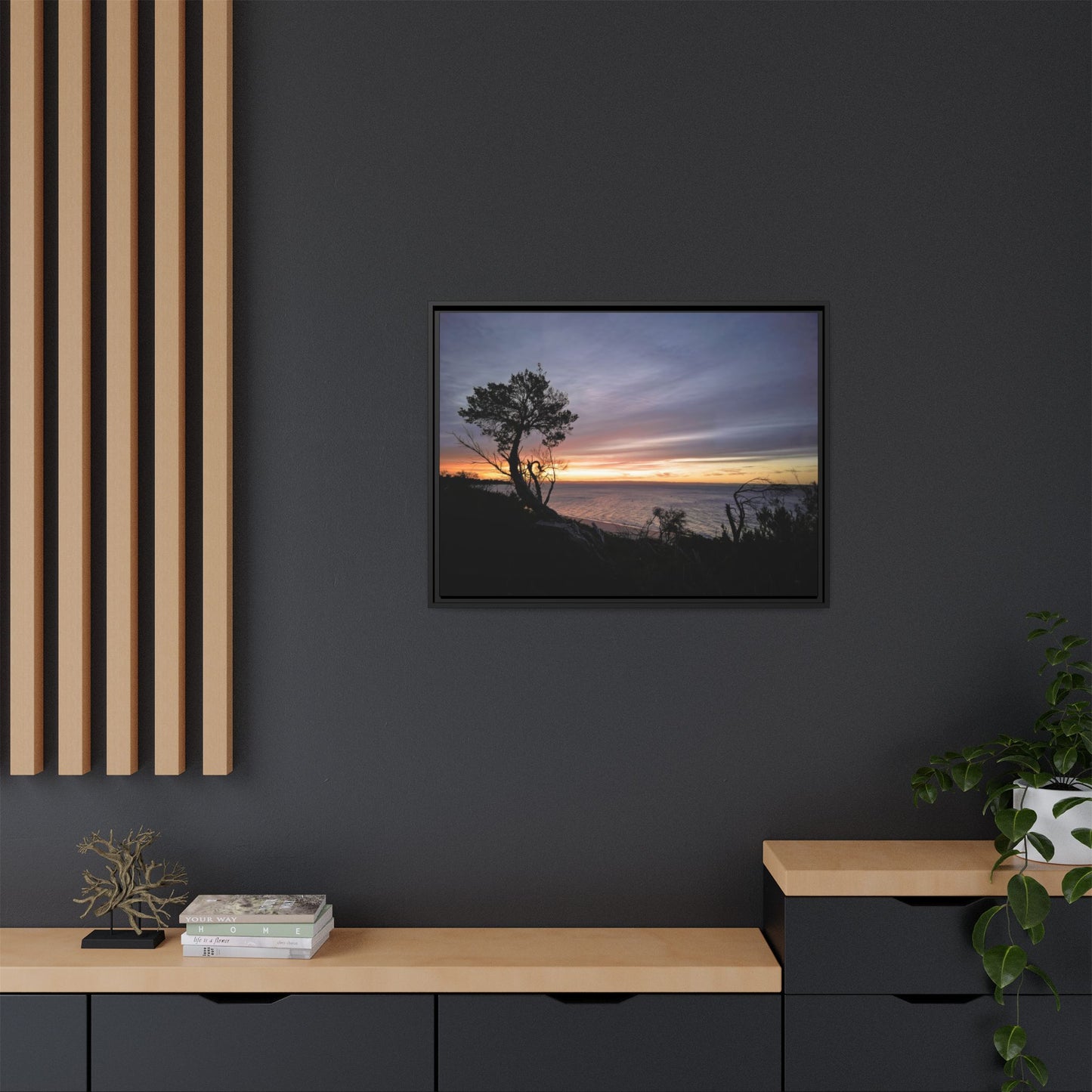 A Tranquil Evening: The Sunset Over Cowes - Thick Matte Canvas Print, Framed