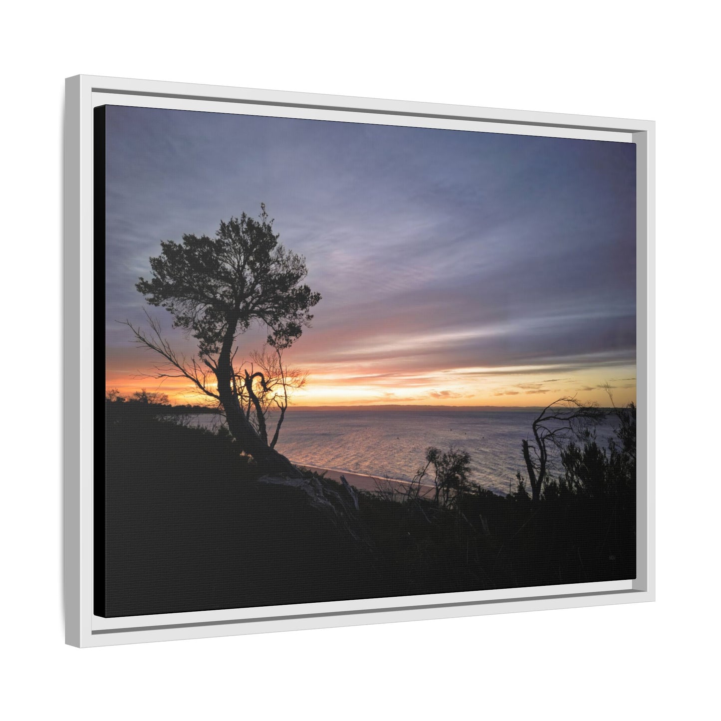 A Tranquil Evening: The Sunset Over Cowes - Thick Matte Canvas Print, Framed
