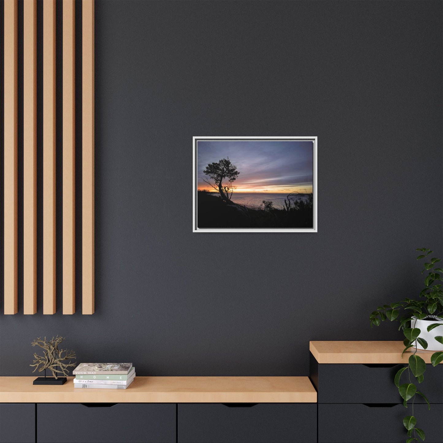 A Tranquil Evening: The Sunset Over Cowes - Thick Matte Canvas Print, Framed