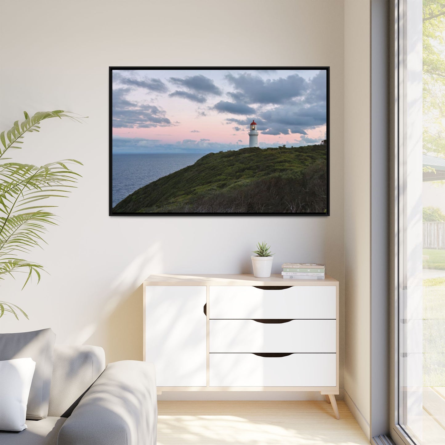 Cape Schank Lighthouse at Sunrise in Winter 6228 - Thick Matte Canvas Print, Framed