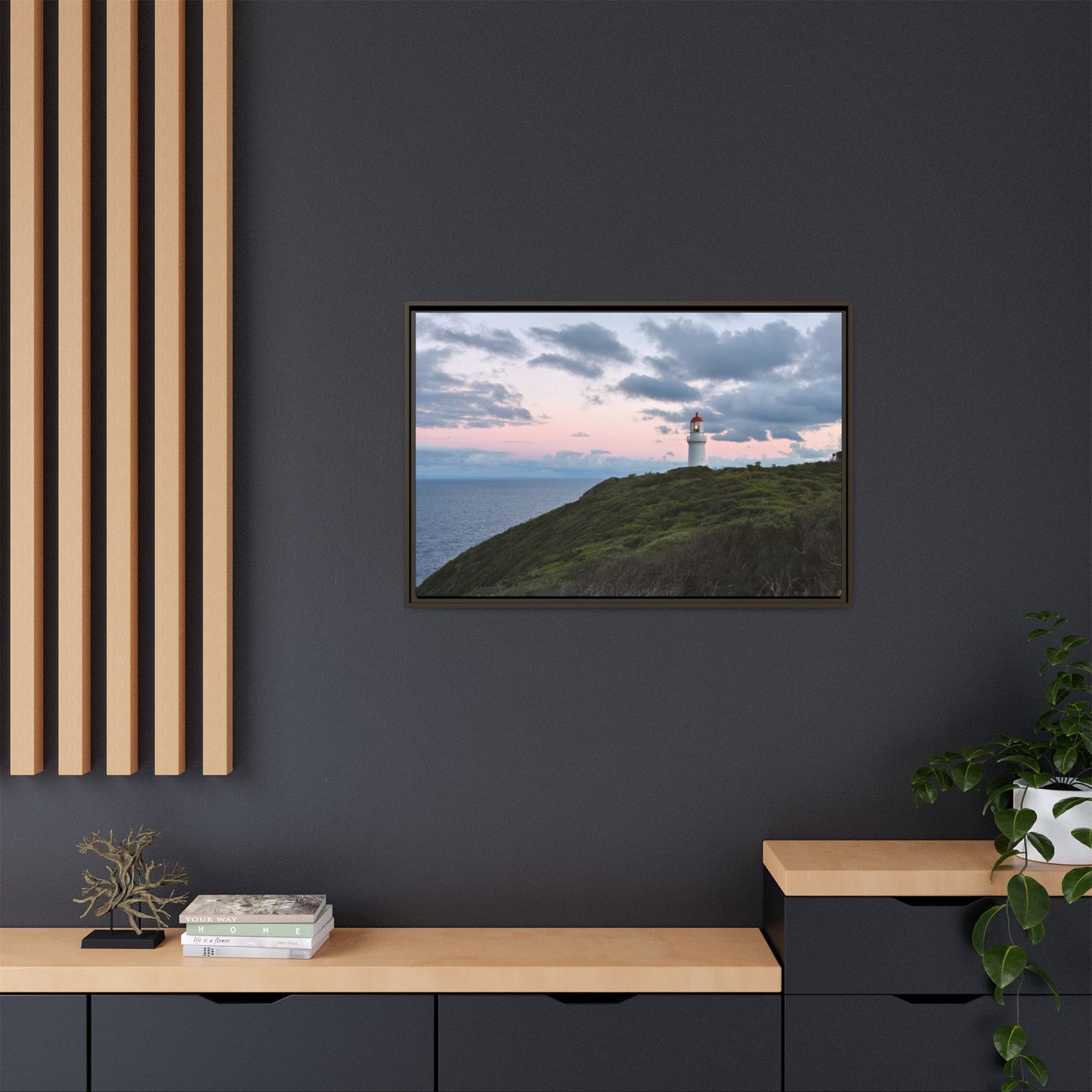 Cape Schank Lighthouse at Sunrise in Winter 6228 - Thick Matte Canvas Print, Framed