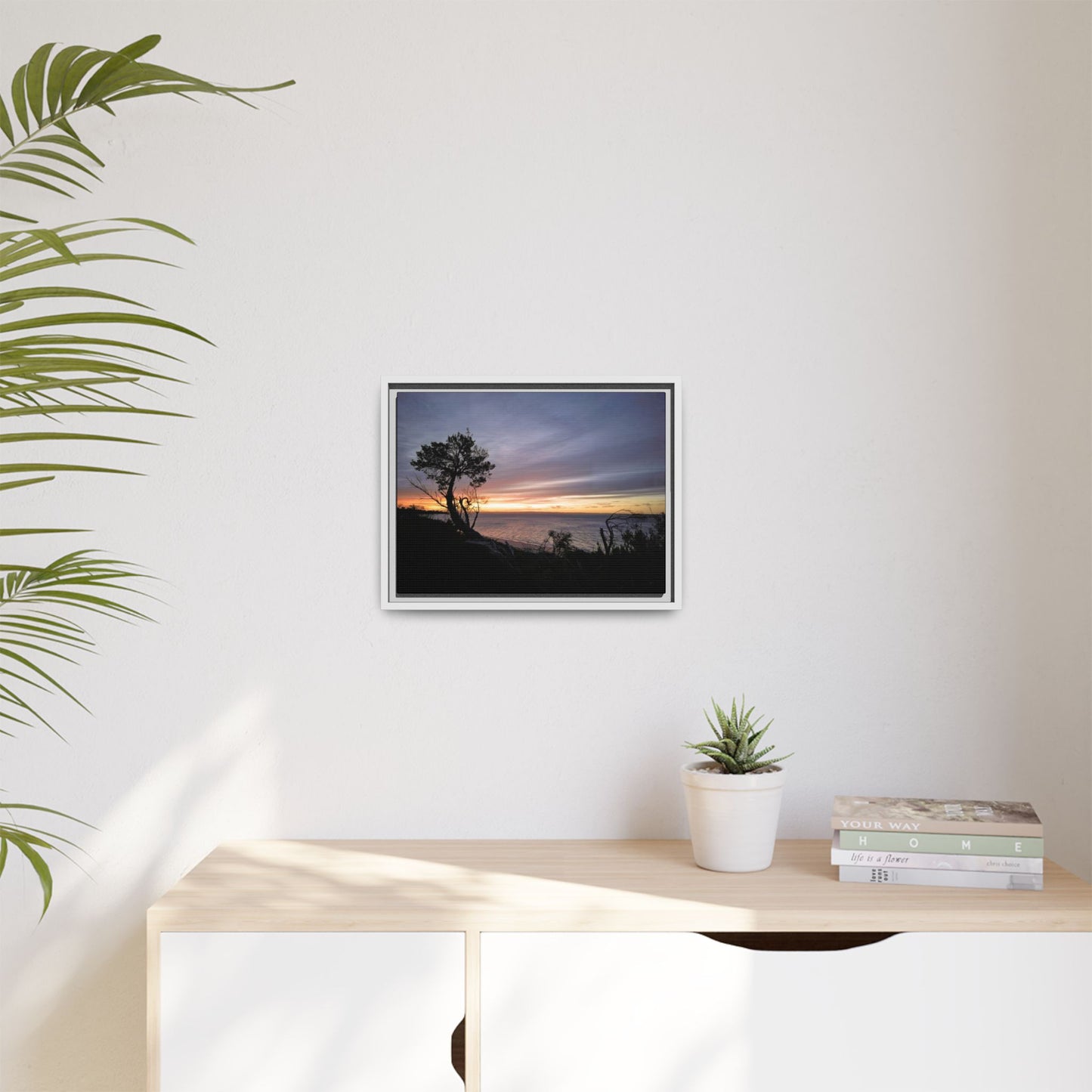 A Tranquil Evening: The Sunset Over Cowes - Thick Matte Canvas Print, Framed