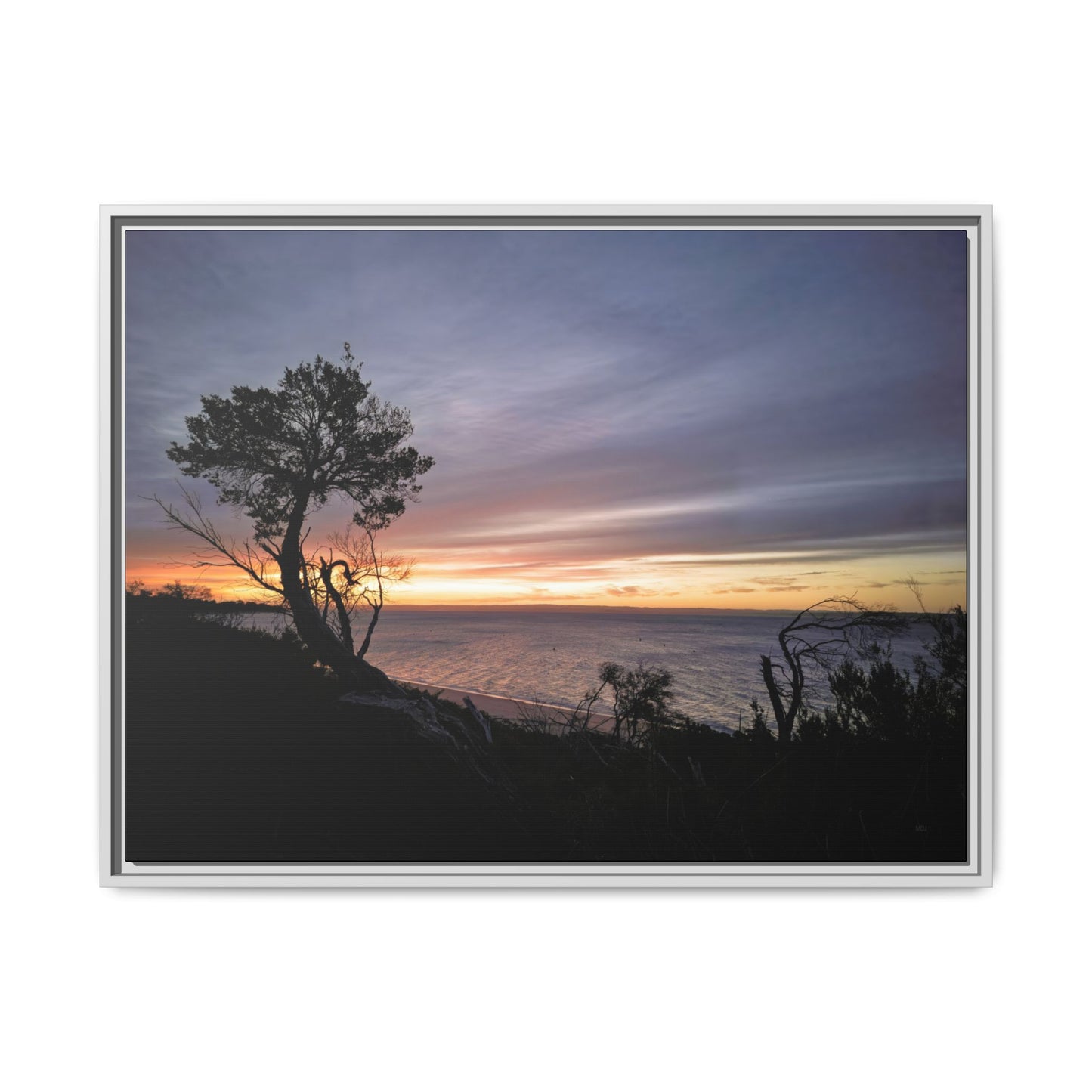 A Tranquil Evening: The Sunset Over Cowes - Thick Matte Canvas Print, Framed