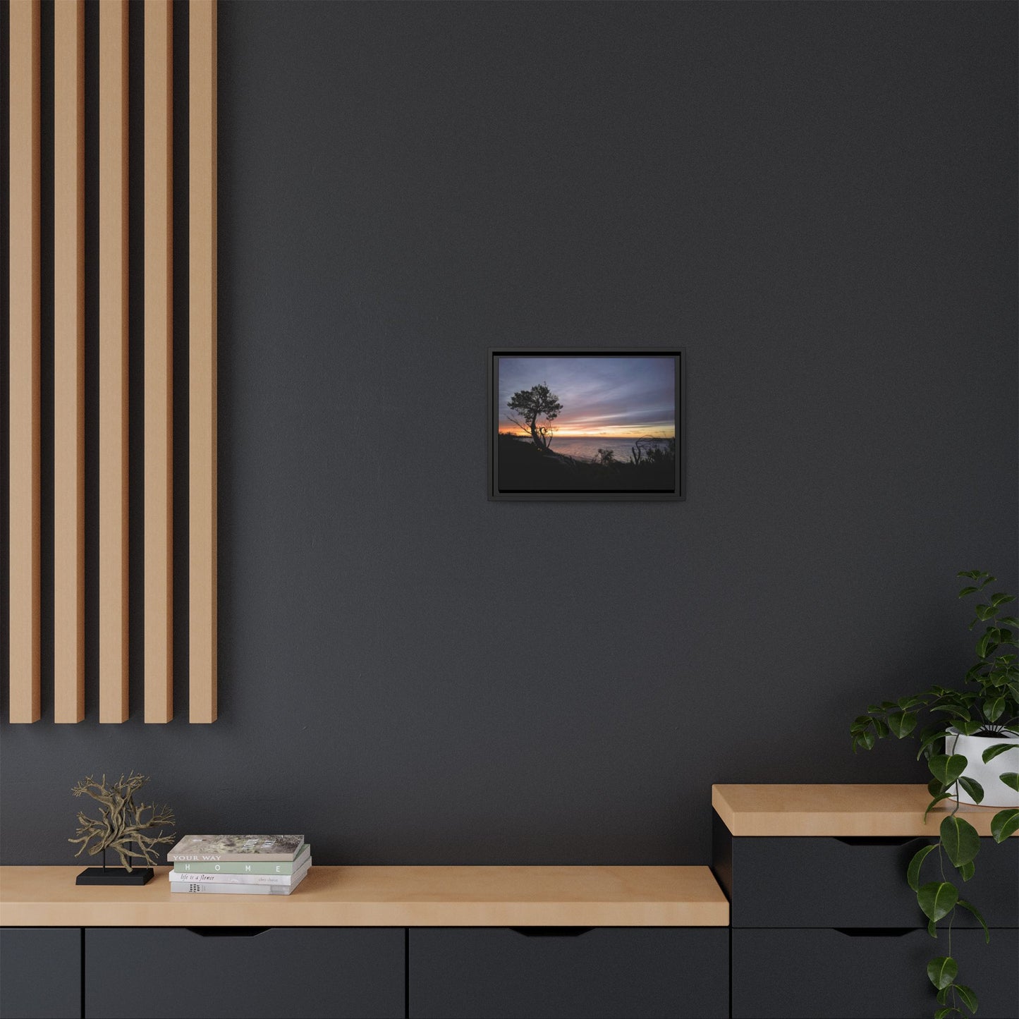 A Tranquil Evening: The Sunset Over Cowes - Thick Matte Canvas Print, Framed