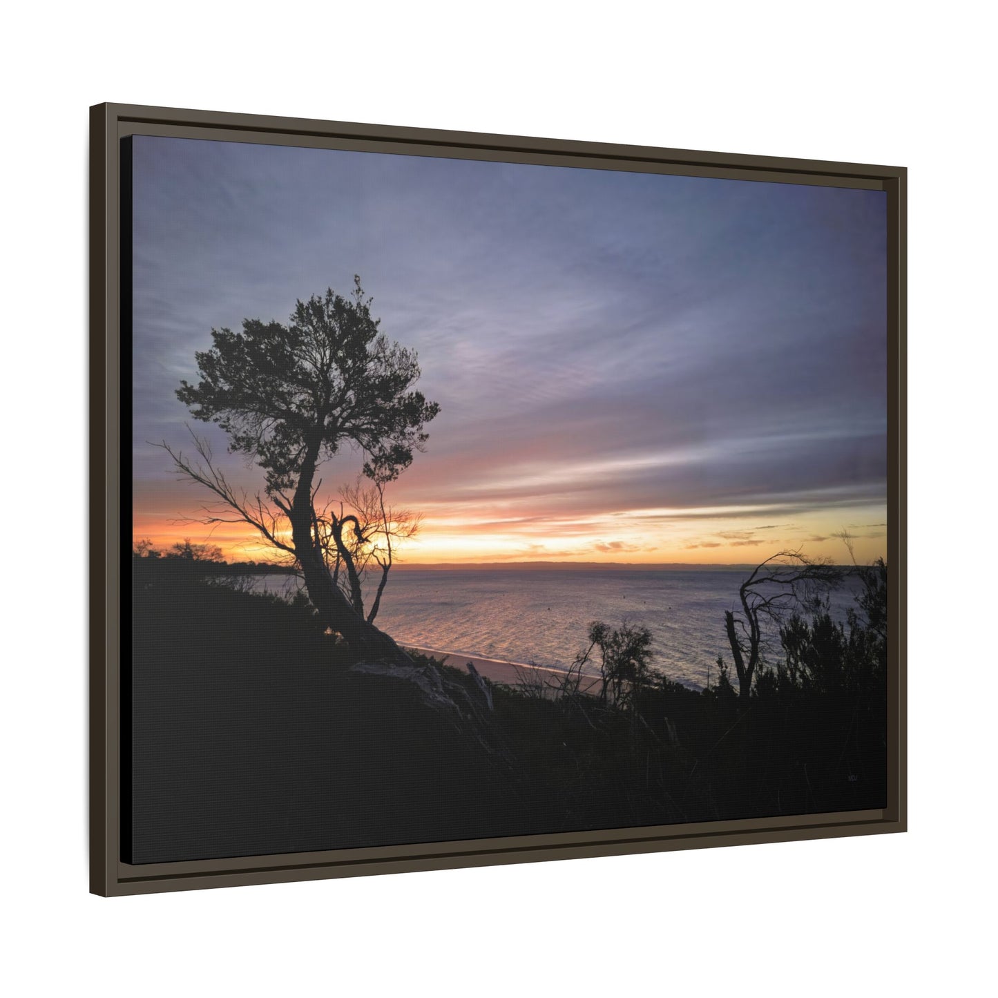 A Tranquil Evening: The Sunset Over Cowes - Thick Matte Canvas Print, Framed