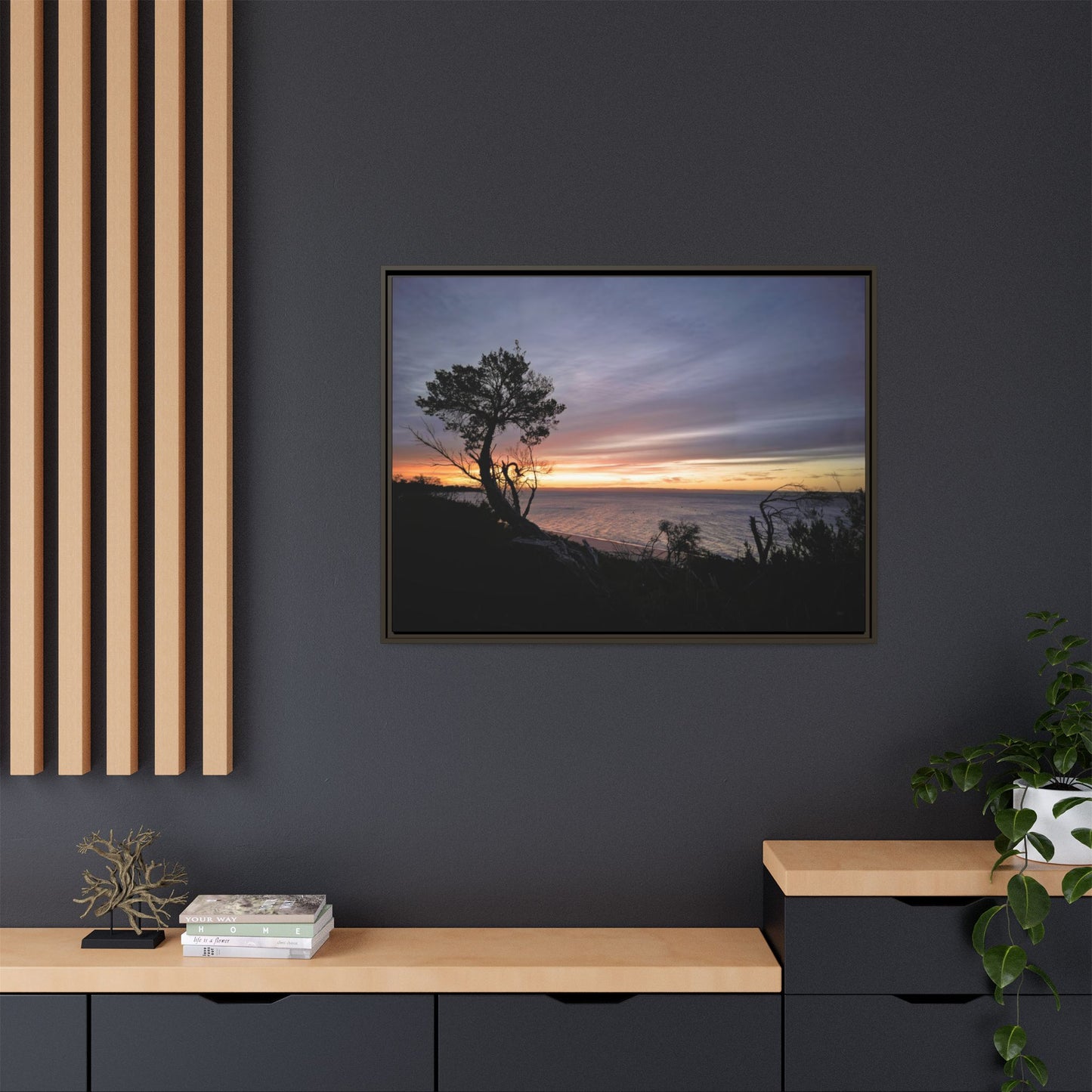 A Tranquil Evening: The Sunset Over Cowes - Thick Matte Canvas Print, Framed
