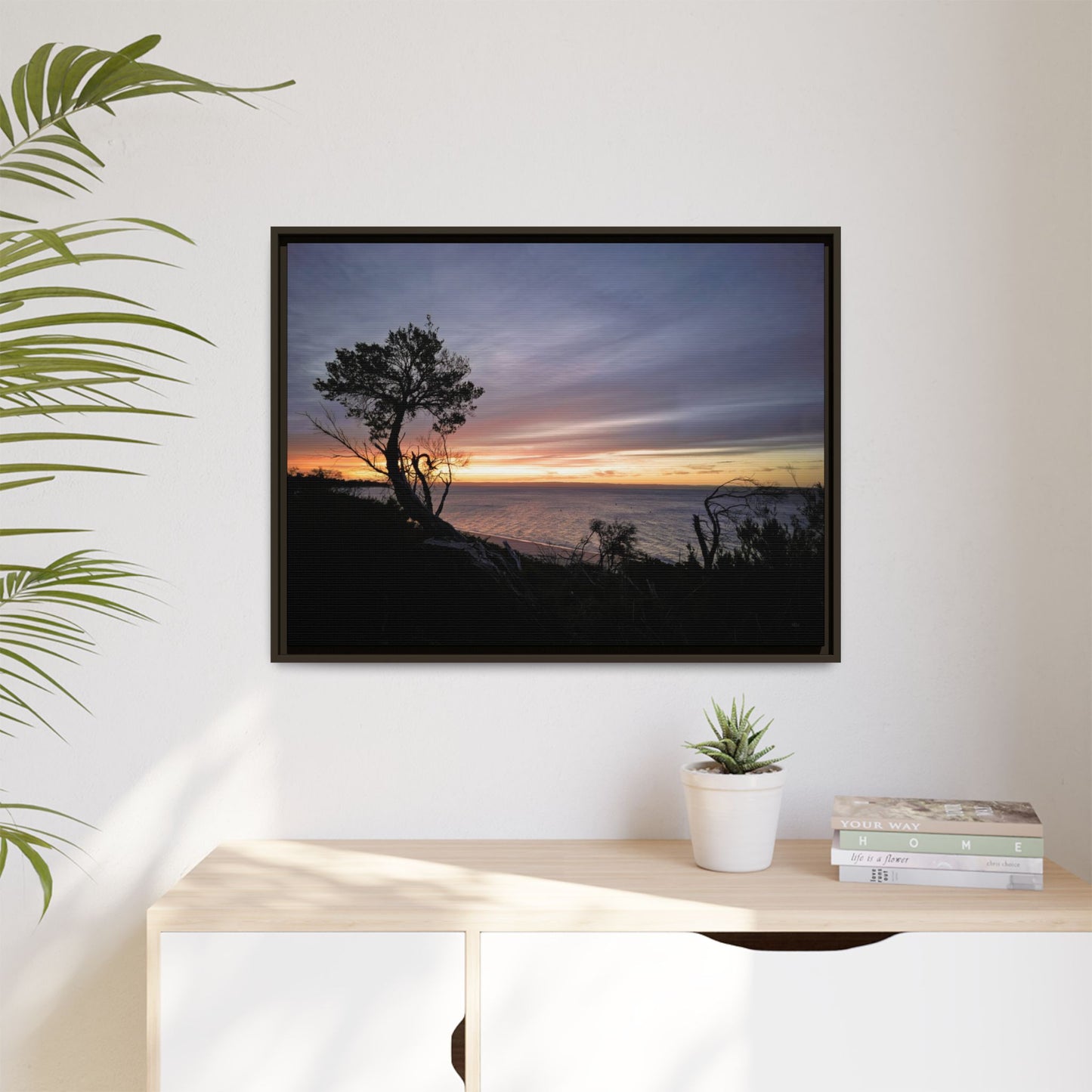 A Tranquil Evening: The Sunset Over Cowes - Thick Matte Canvas Print, Framed