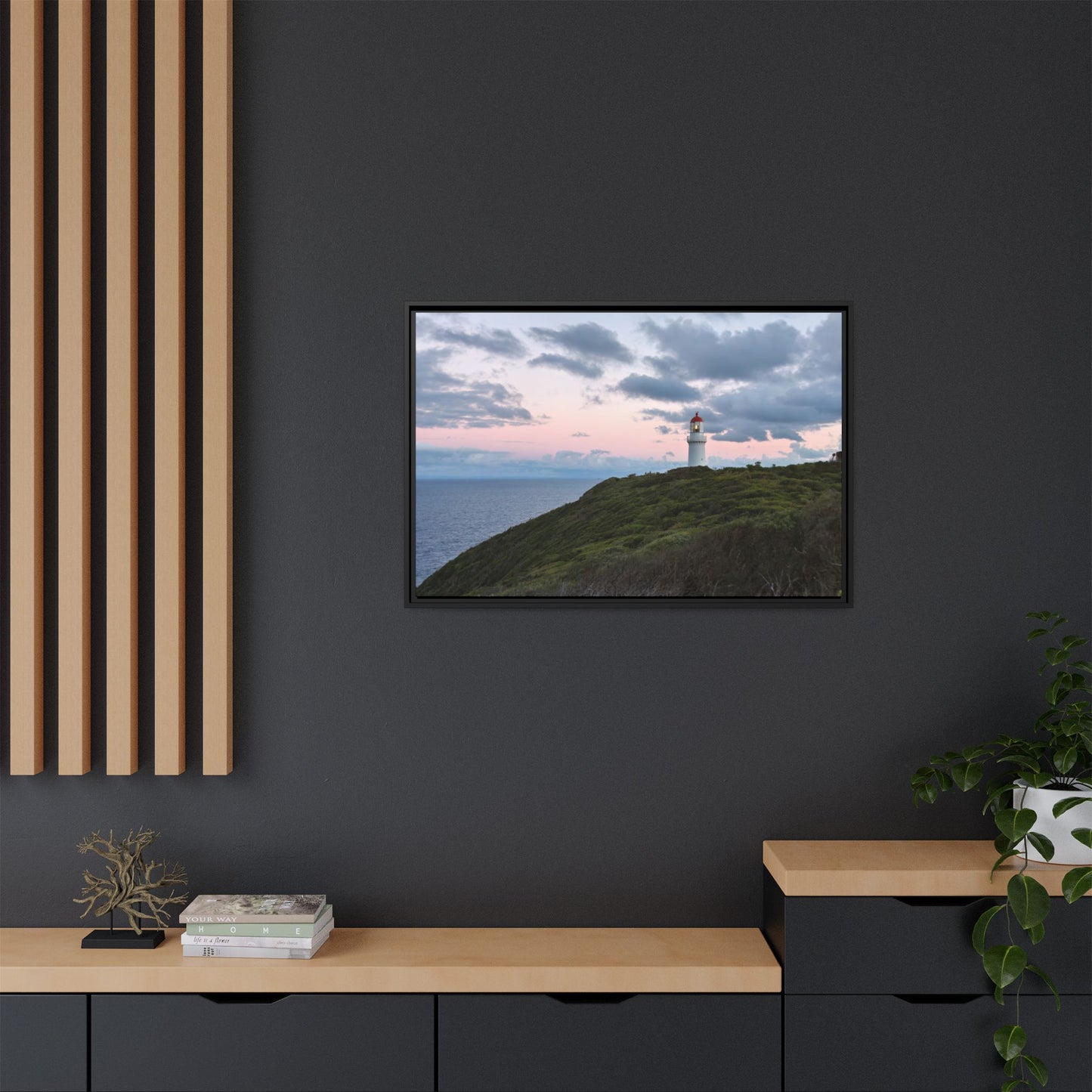 Cape Schank Lighthouse at Sunrise in Winter 6228 - Thick Matte Canvas Print, Framed