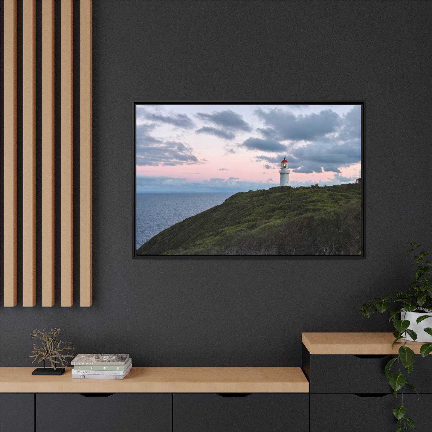 Cape Schank Lighthouse at Sunrise in Winter 6228 - Thick Matte Canvas Print, Framed