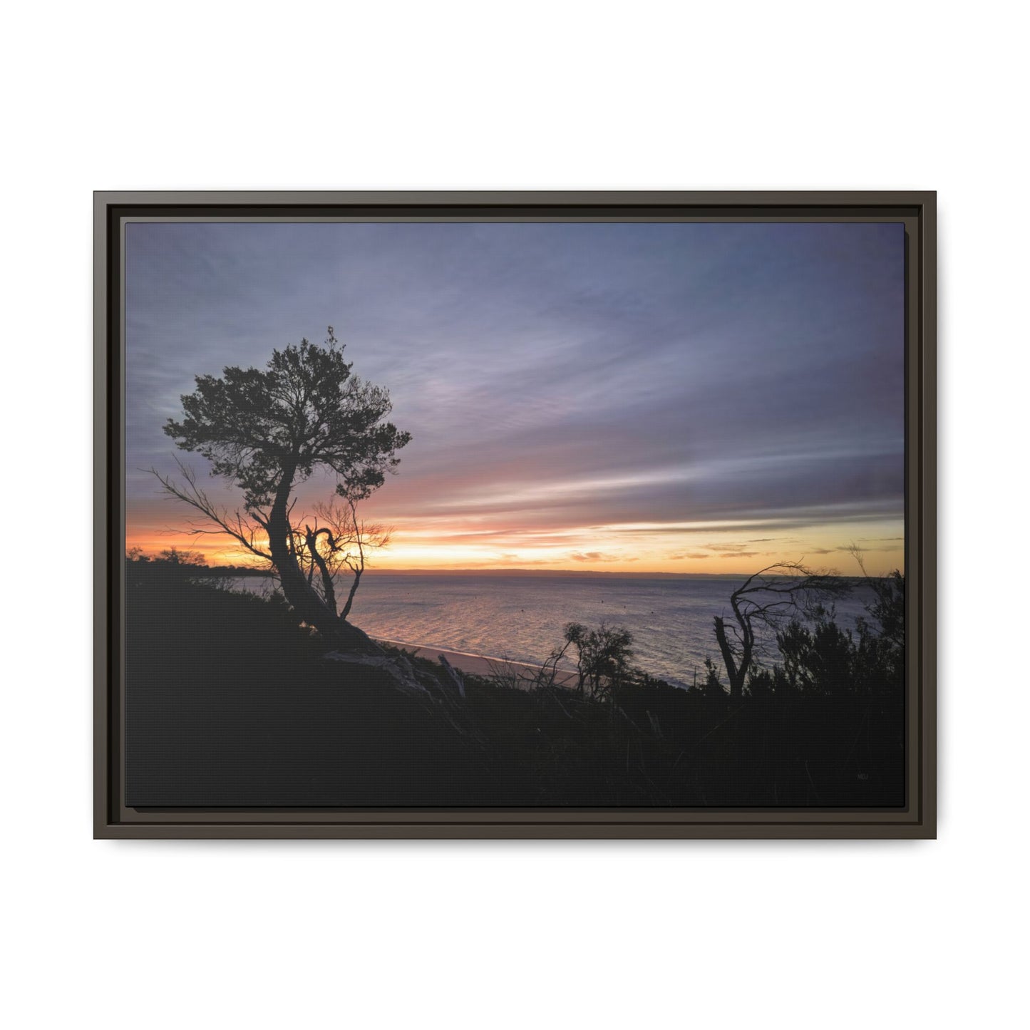 A Tranquil Evening: The Sunset Over Cowes - Thick Matte Canvas Print, Framed