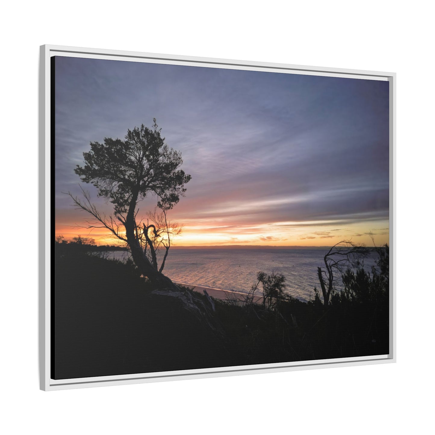 A Tranquil Evening: The Sunset Over Cowes - Thick Matte Canvas Print, Framed