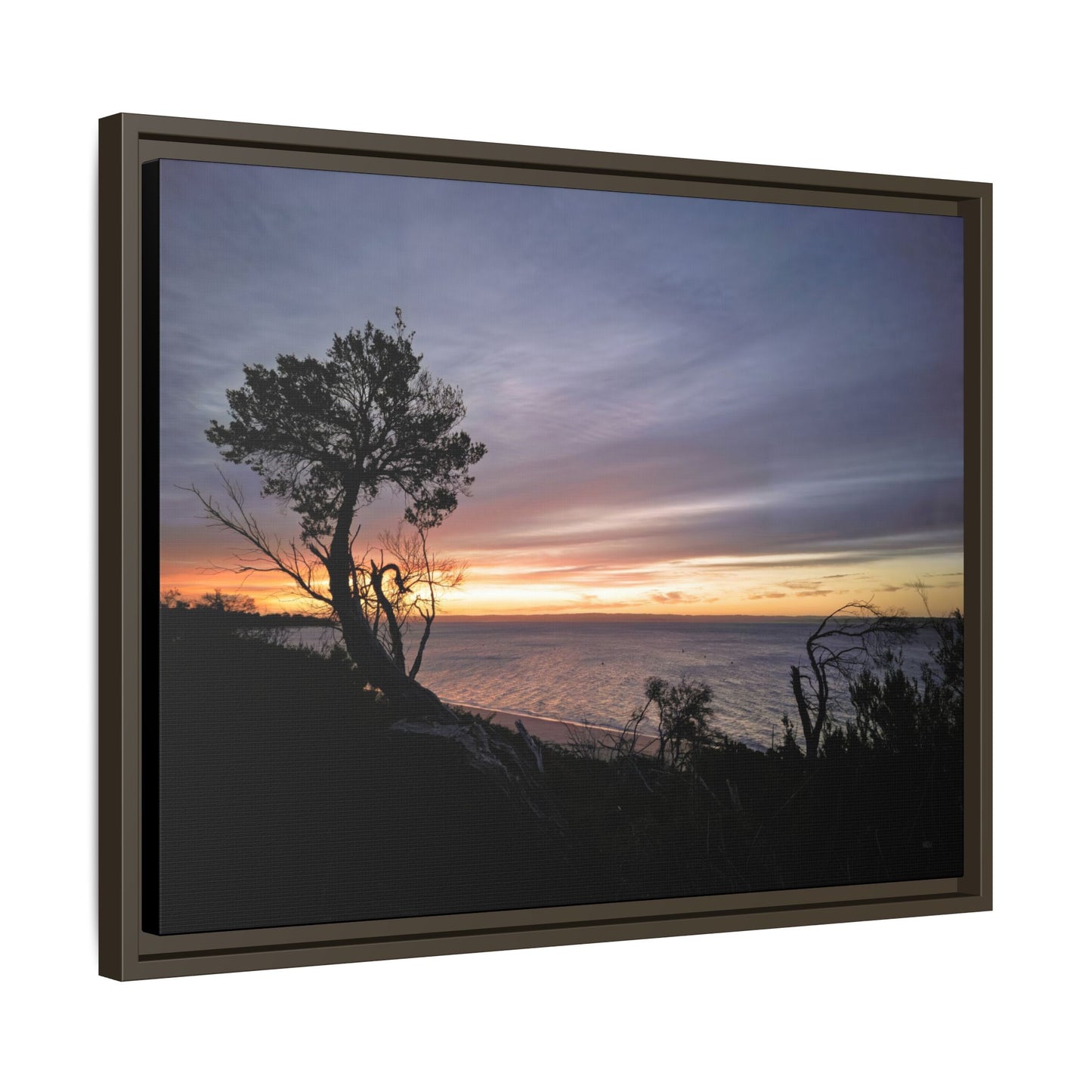 A Tranquil Evening: The Sunset Over Cowes - Thick Matte Canvas Print, Framed