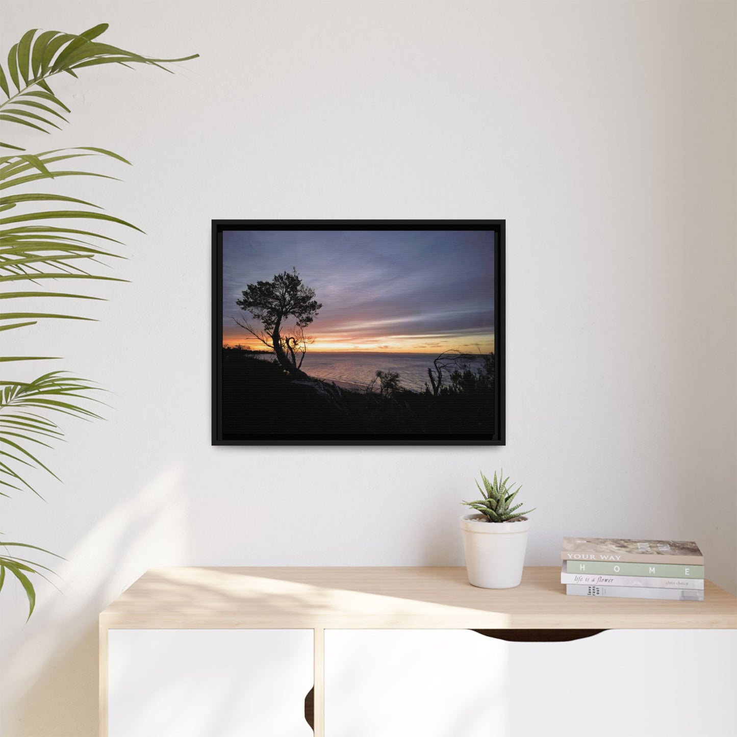 A Tranquil Evening: The Sunset Over Cowes - Thick Matte Canvas Print, Framed