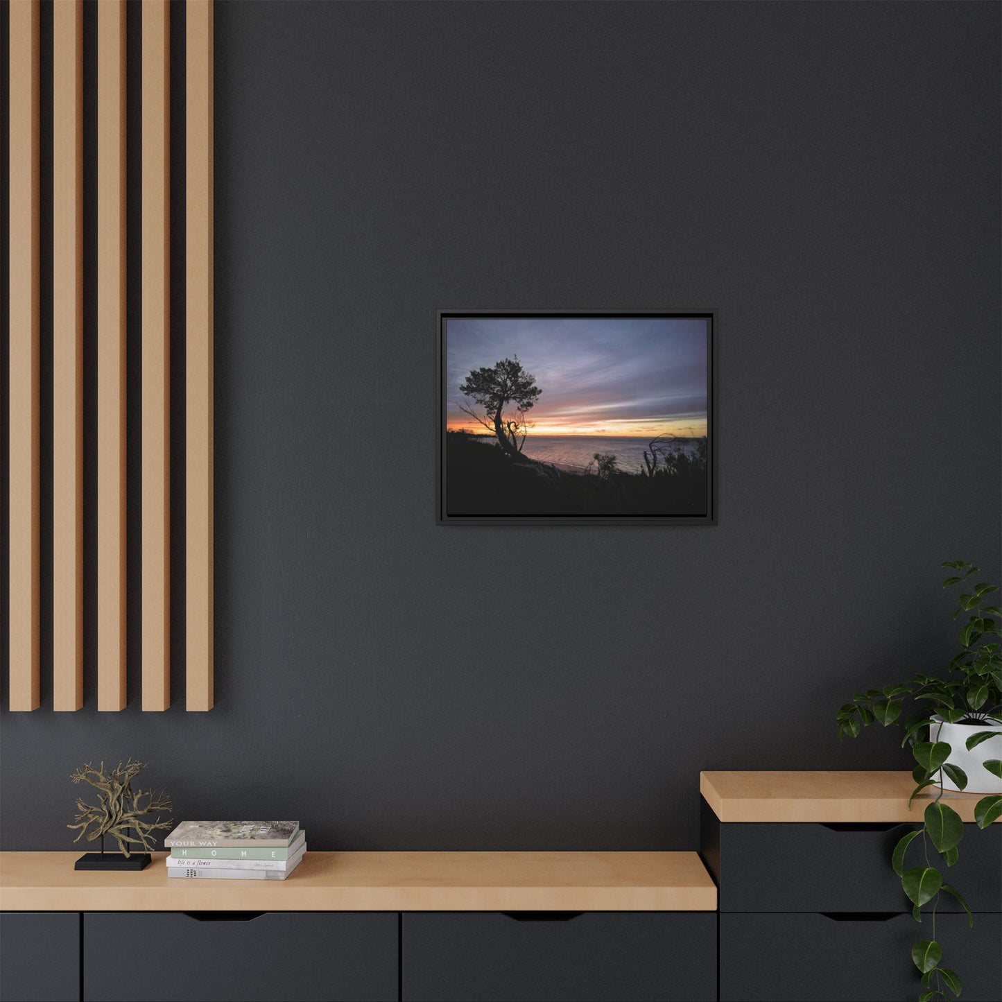 A Tranquil Evening: The Sunset Over Cowes - Thick Matte Canvas Print, Framed
