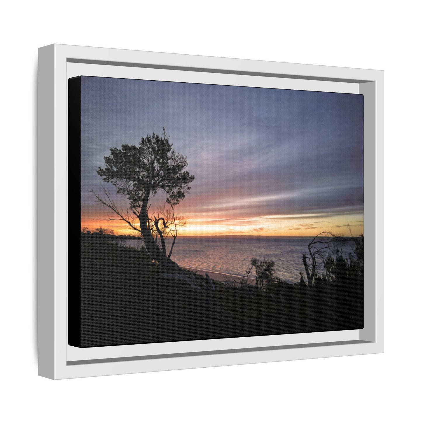 A Tranquil Evening: The Sunset Over Cowes - Thick Matte Canvas Print, Framed