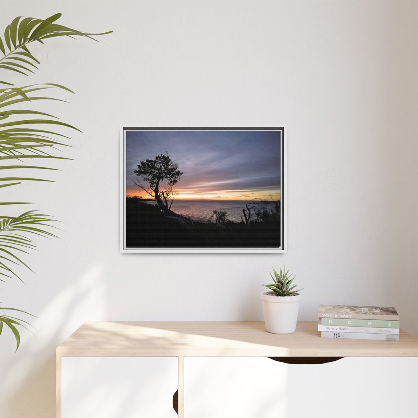 A Tranquil Evening: The Sunset Over Cowes - Thick Matte Canvas Print, Framed