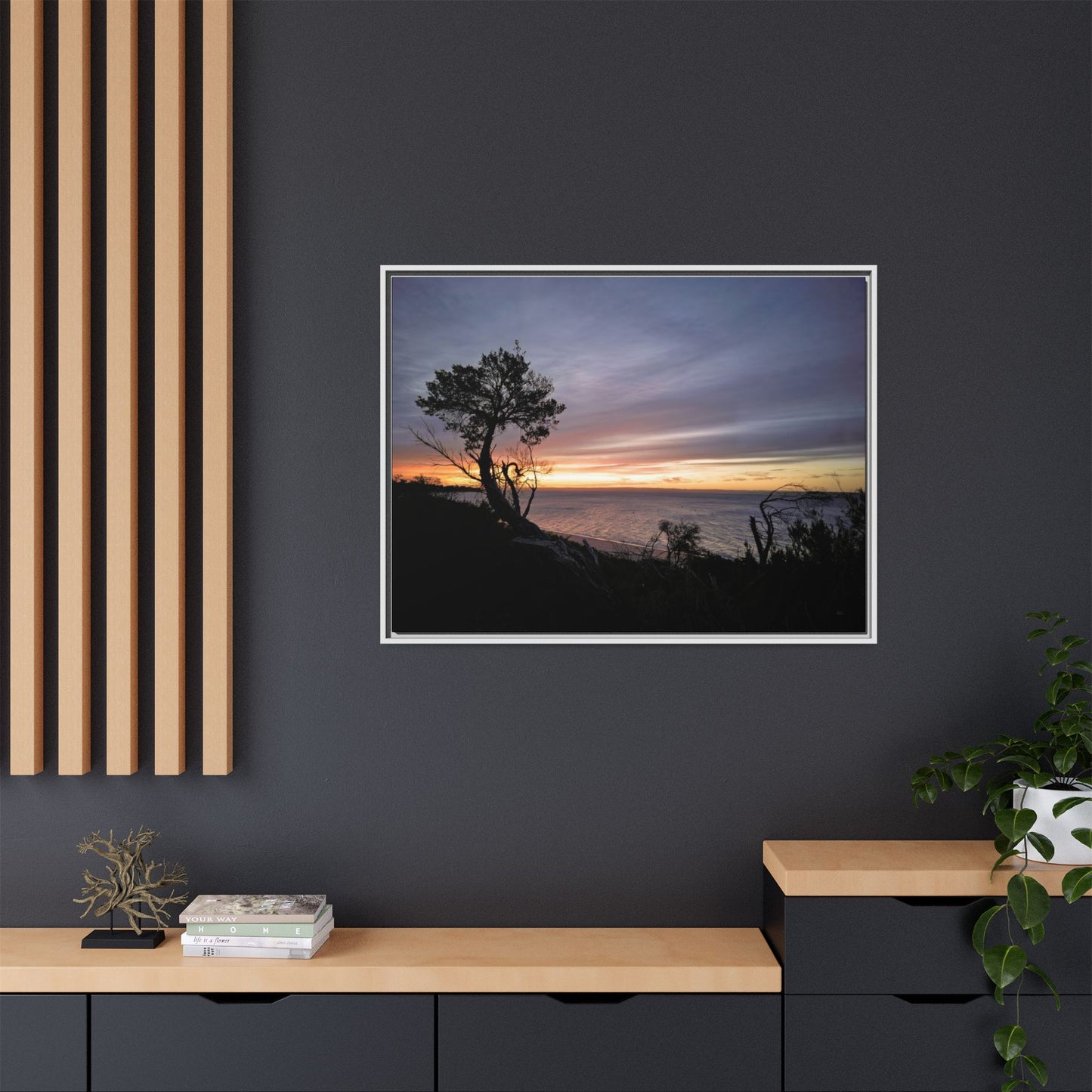 A Tranquil Evening: The Sunset Over Cowes - Thick Matte Canvas Print, Framed