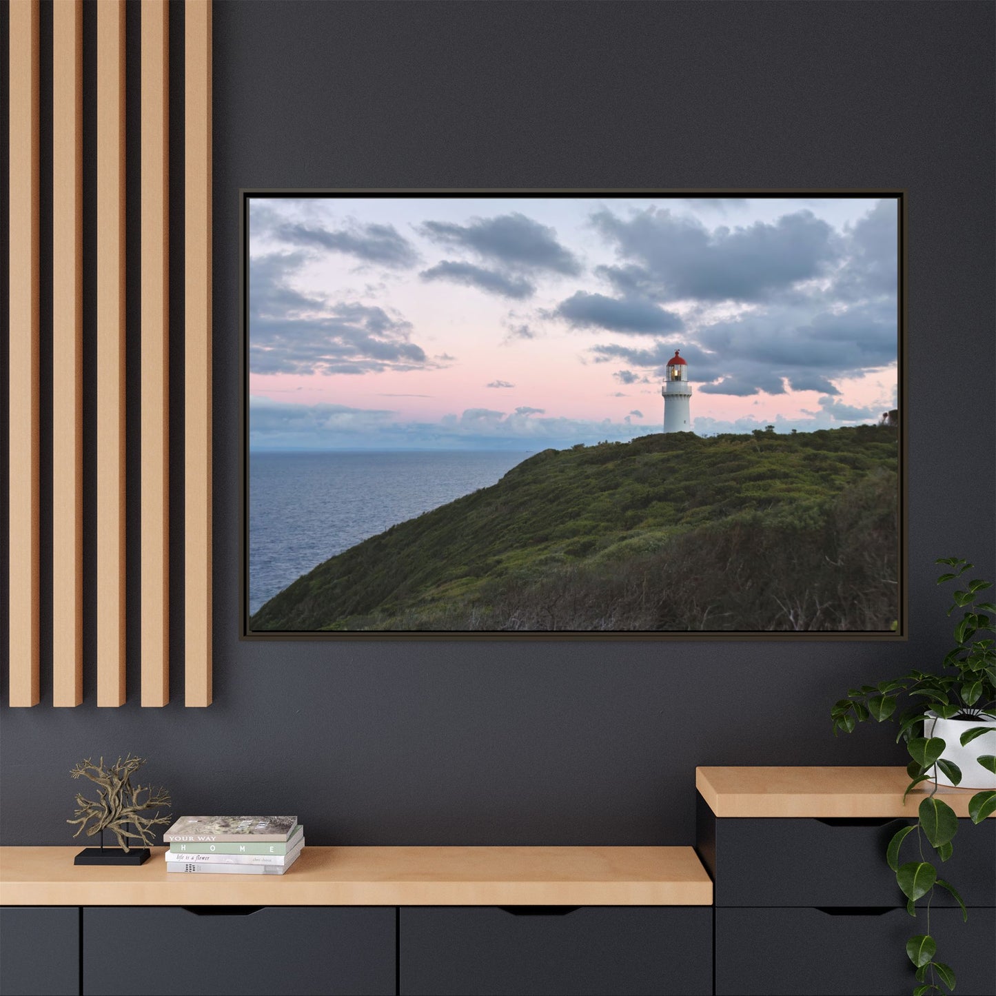 Cape Schank Lighthouse at Sunrise in Winter 6228 - Thick Matte Canvas Print, Framed