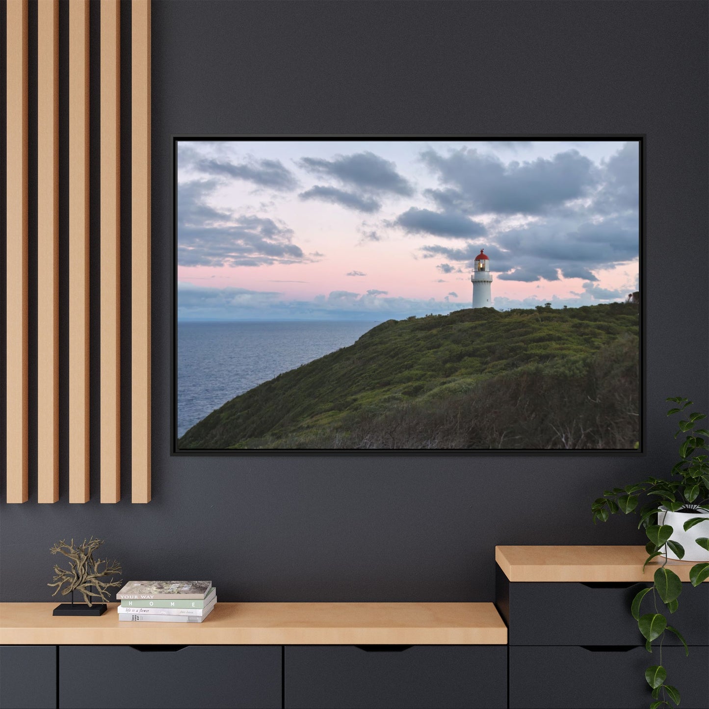 Cape Schank Lighthouse at Sunrise in Winter 6228 - Thick Matte Canvas Print, Framed