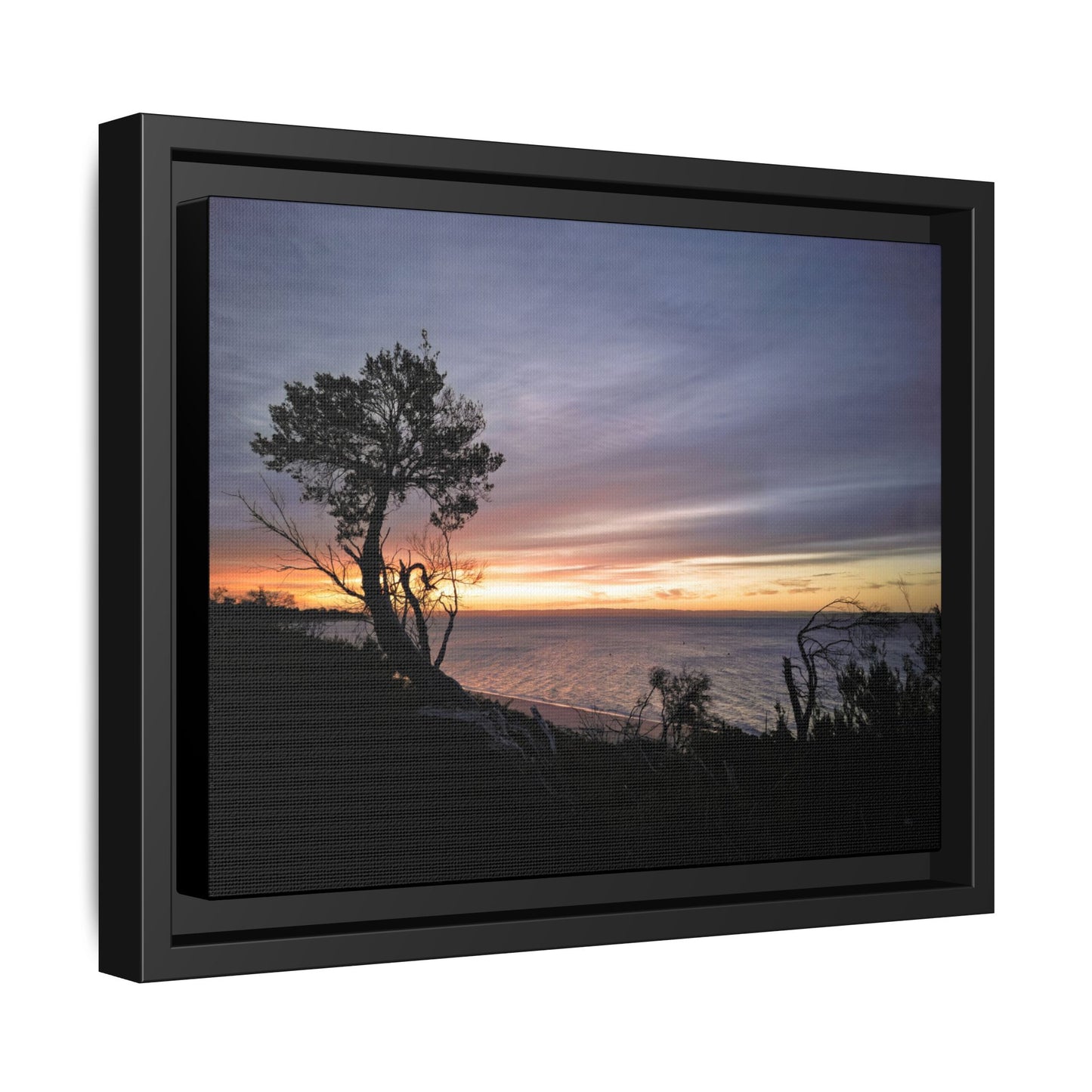 A Tranquil Evening: The Sunset Over Cowes - Thick Matte Canvas Print, Framed