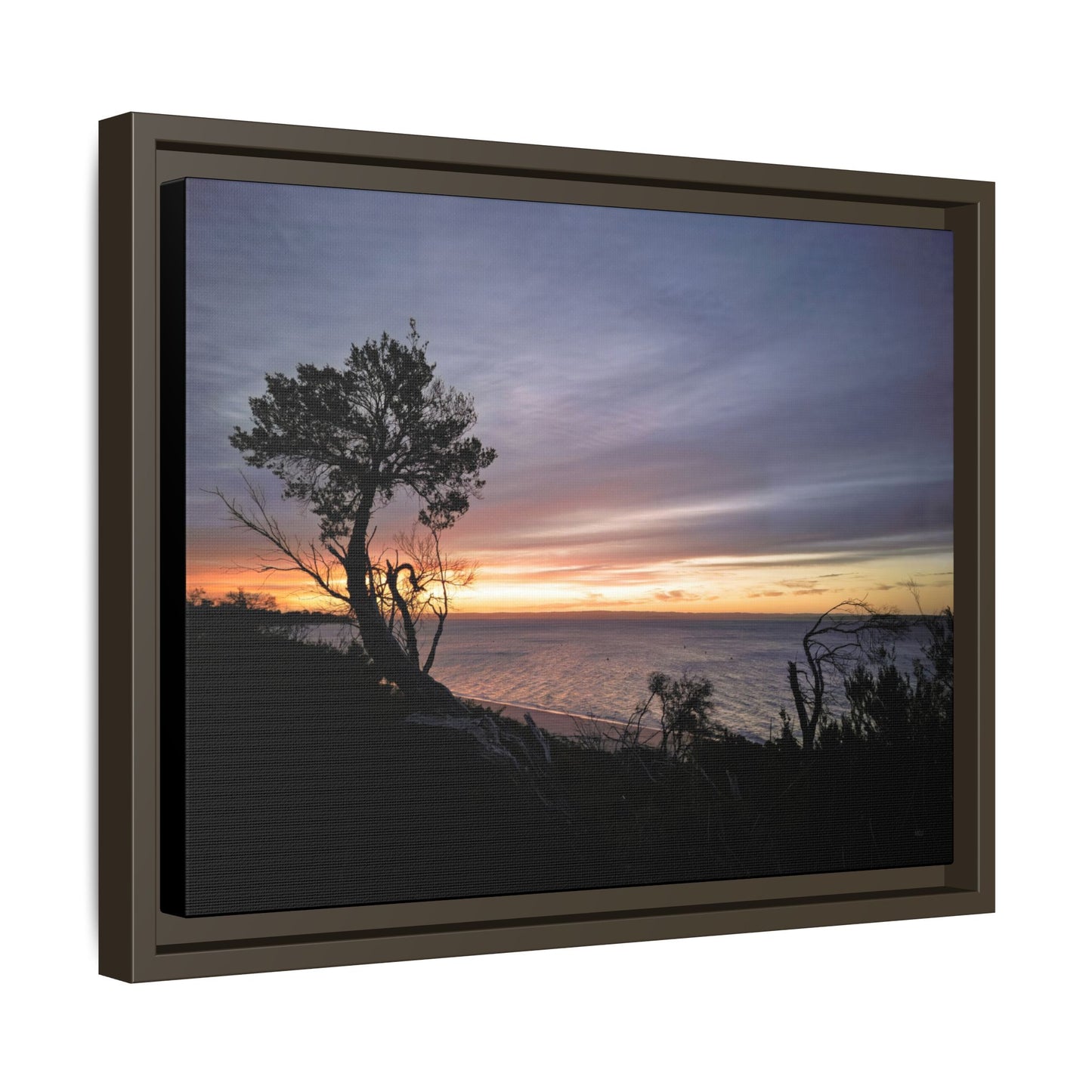 A Tranquil Evening: The Sunset Over Cowes - Thick Matte Canvas Print, Framed