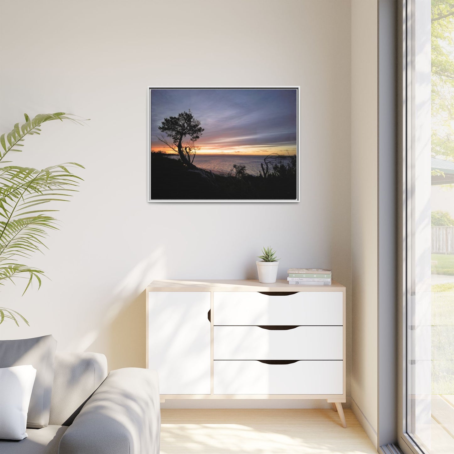 A Tranquil Evening: The Sunset Over Cowes - Thick Matte Canvas Print, Framed