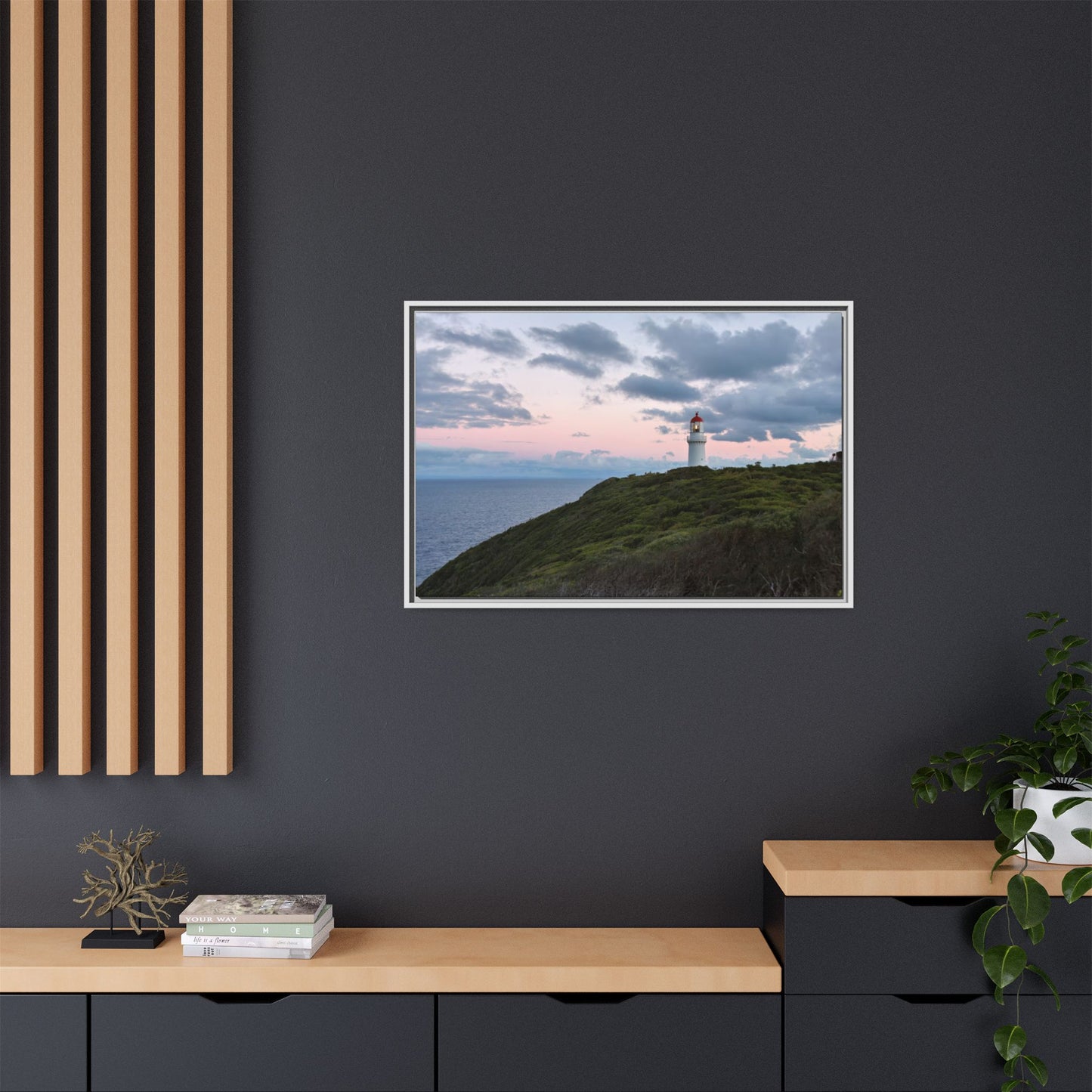 Cape Schank Lighthouse at Sunrise in Winter 6228 - Thick Matte Canvas Print, Framed