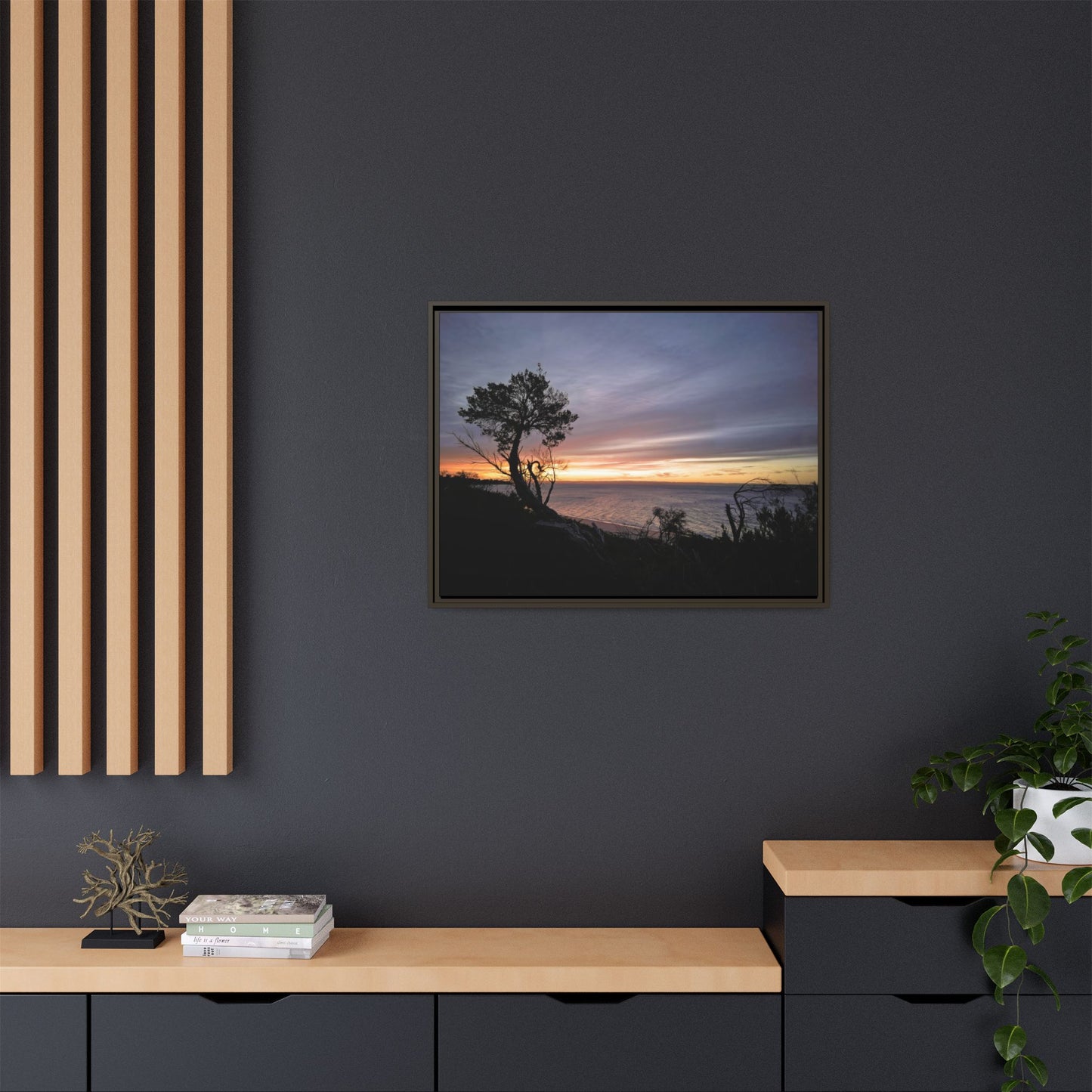 A Tranquil Evening: The Sunset Over Cowes - Thick Matte Canvas Print, Framed