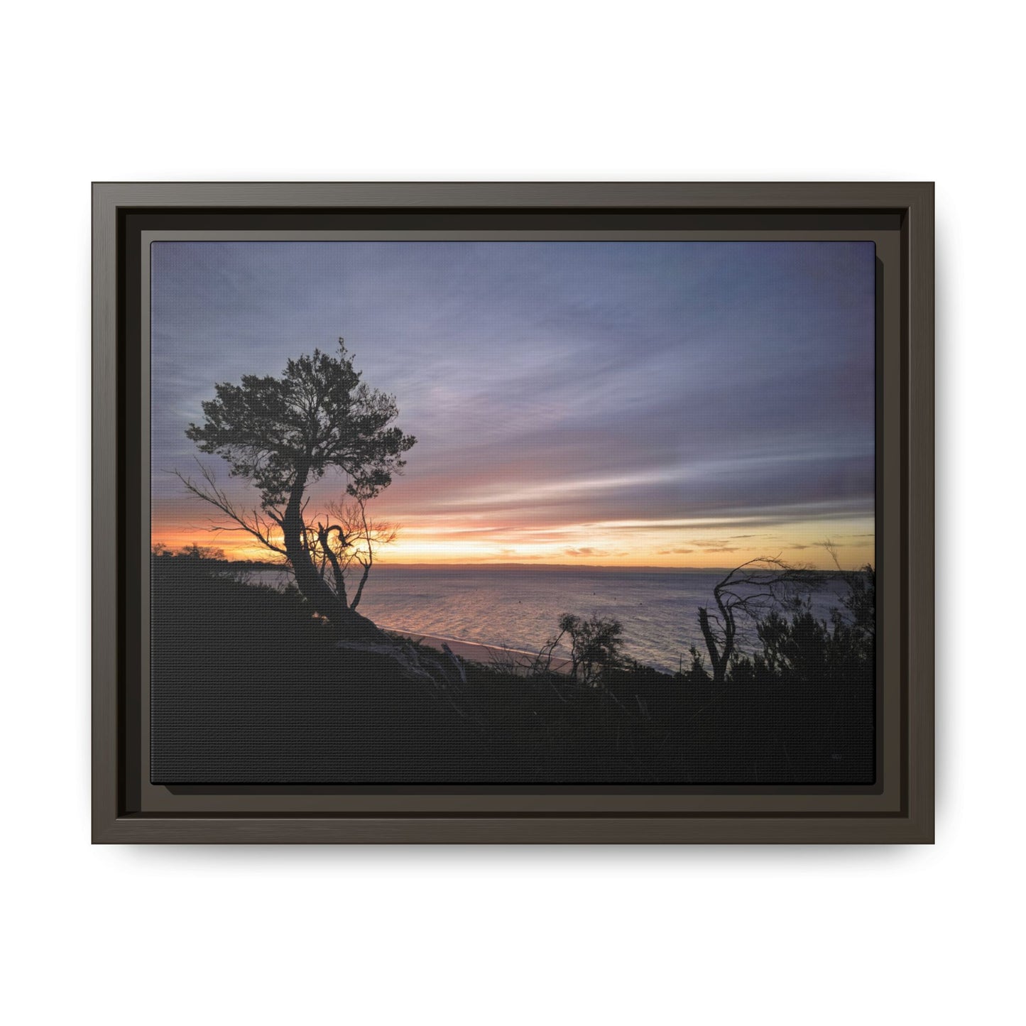 A Tranquil Evening: The Sunset Over Cowes - Thick Matte Canvas Print, Framed