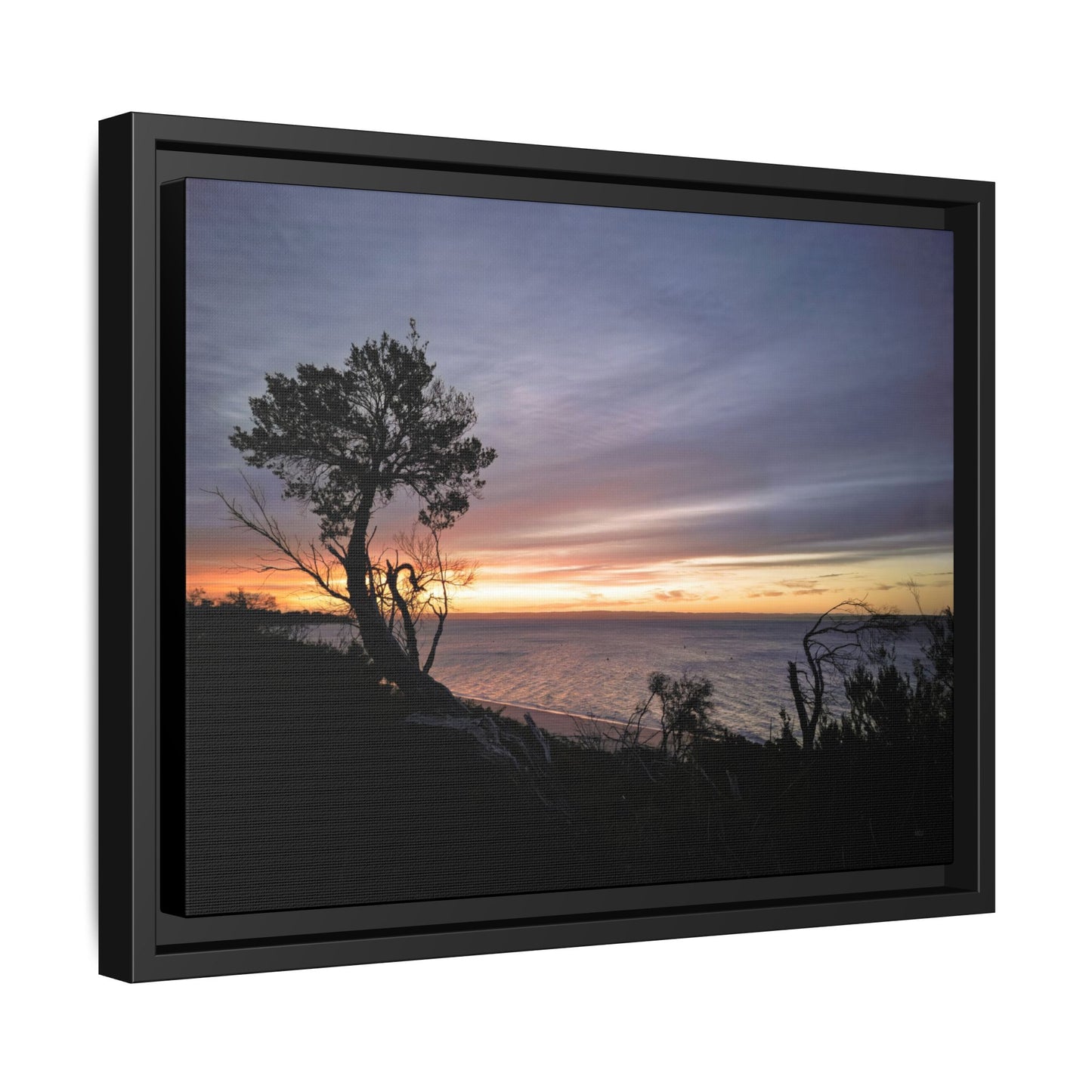 A Tranquil Evening: The Sunset Over Cowes - Thick Matte Canvas Print, Framed