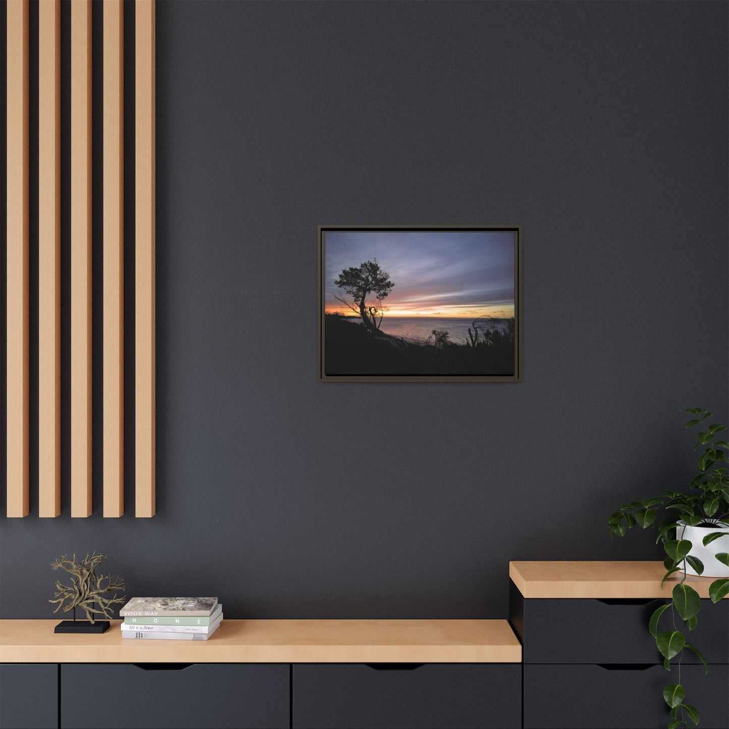 A Tranquil Evening: The Sunset Over Cowes - Thick Matte Canvas Print, Framed