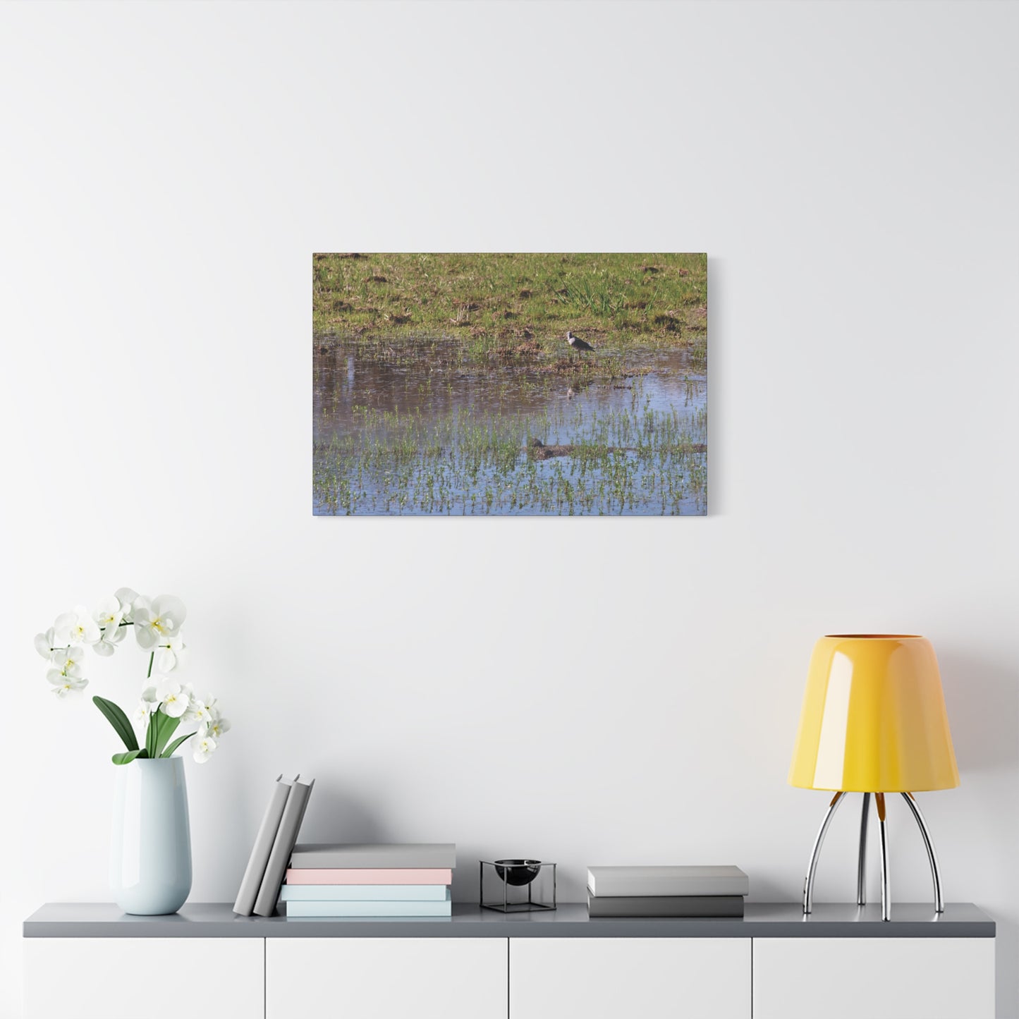 Sandpiper in Serene Wetland at the Willam L. Finley National Wildlife Refuge 2897 - Thick Matte Canvas Print