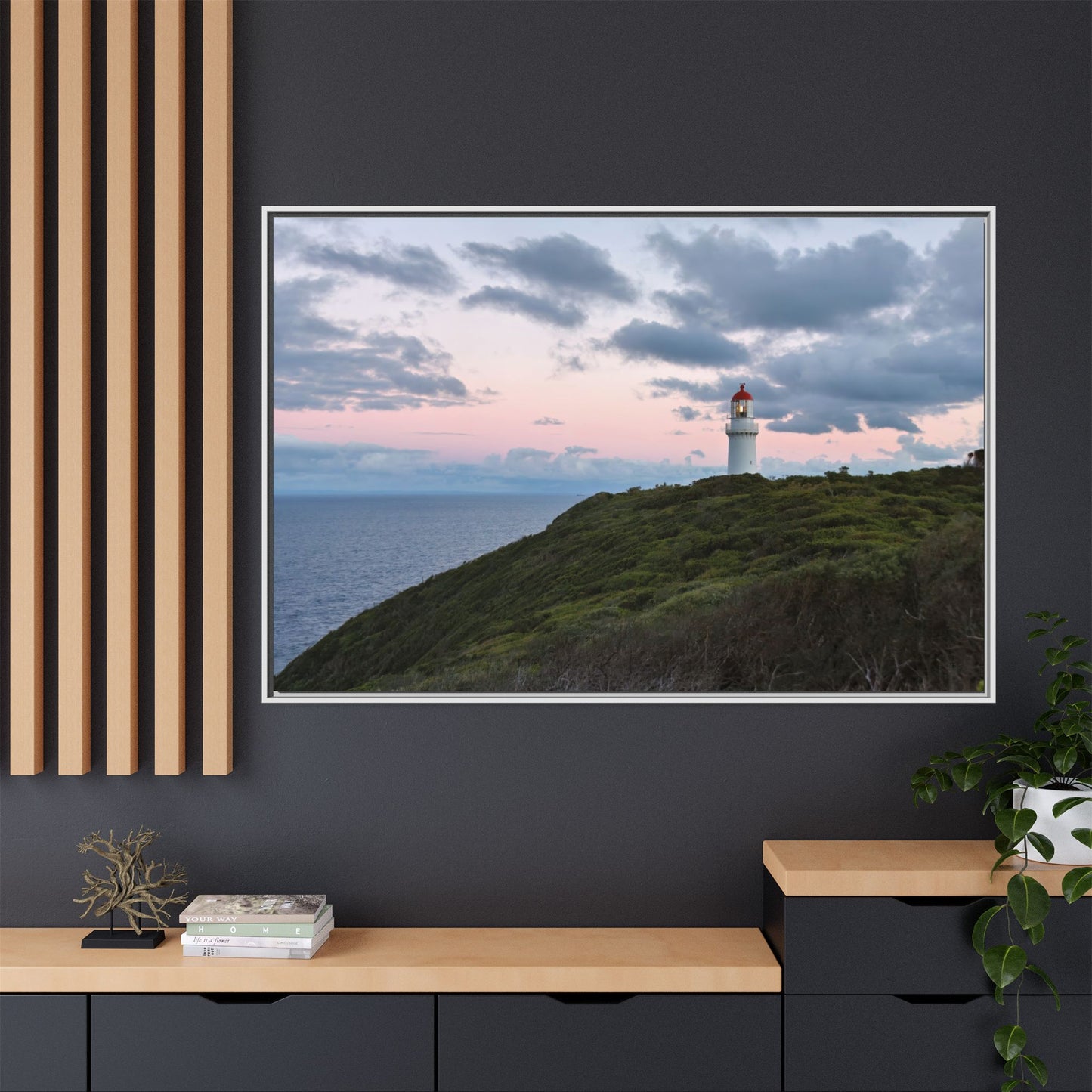 Cape Schank Lighthouse at Sunrise in Winter 6228 - Thick Matte Canvas Print, Framed