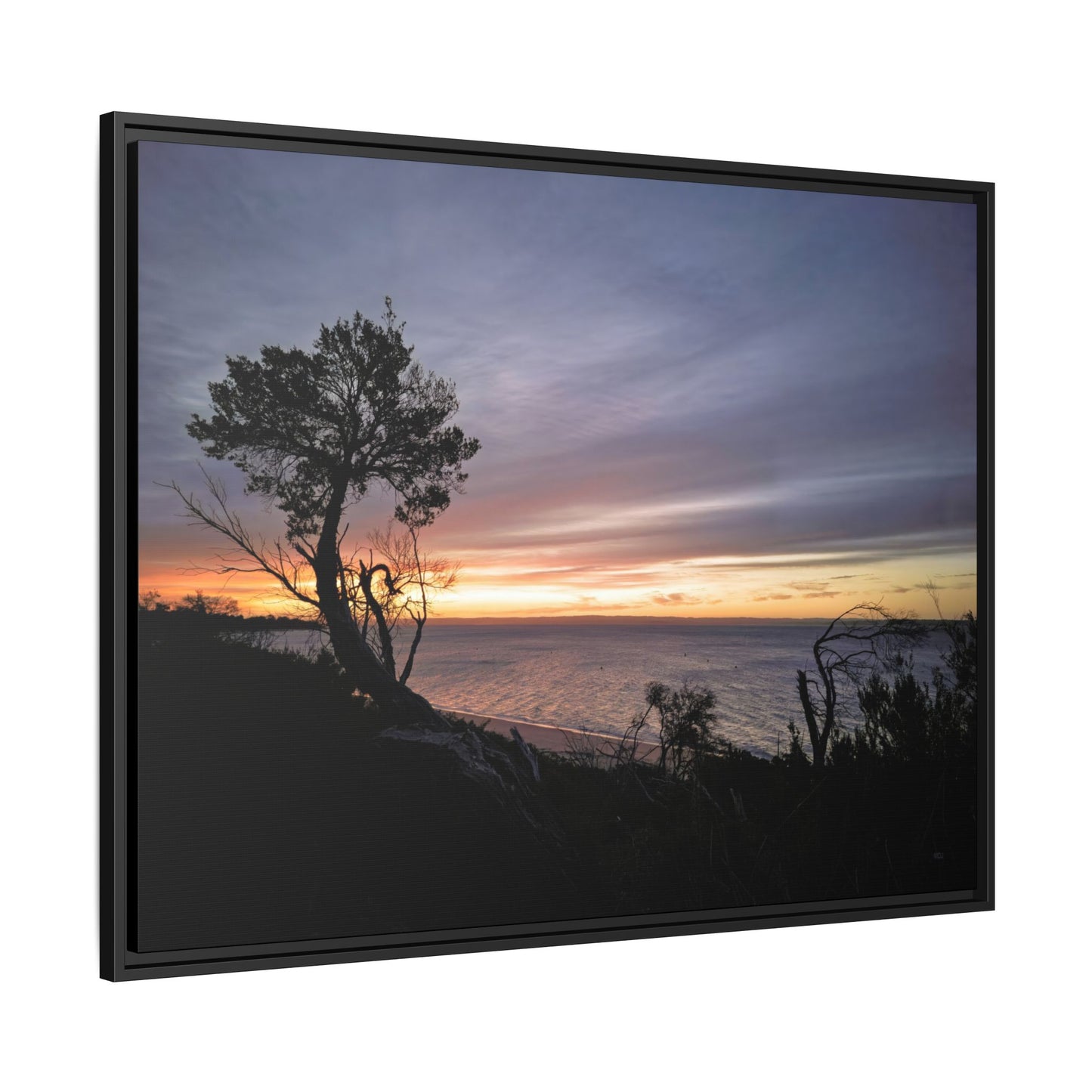 A Tranquil Evening: The Sunset Over Cowes - Thick Matte Canvas Print, Framed