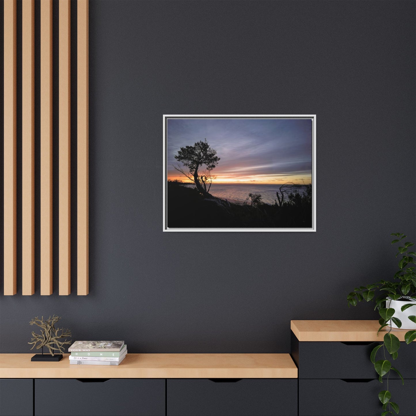 A Tranquil Evening: The Sunset Over Cowes - Thick Matte Canvas Print, Framed