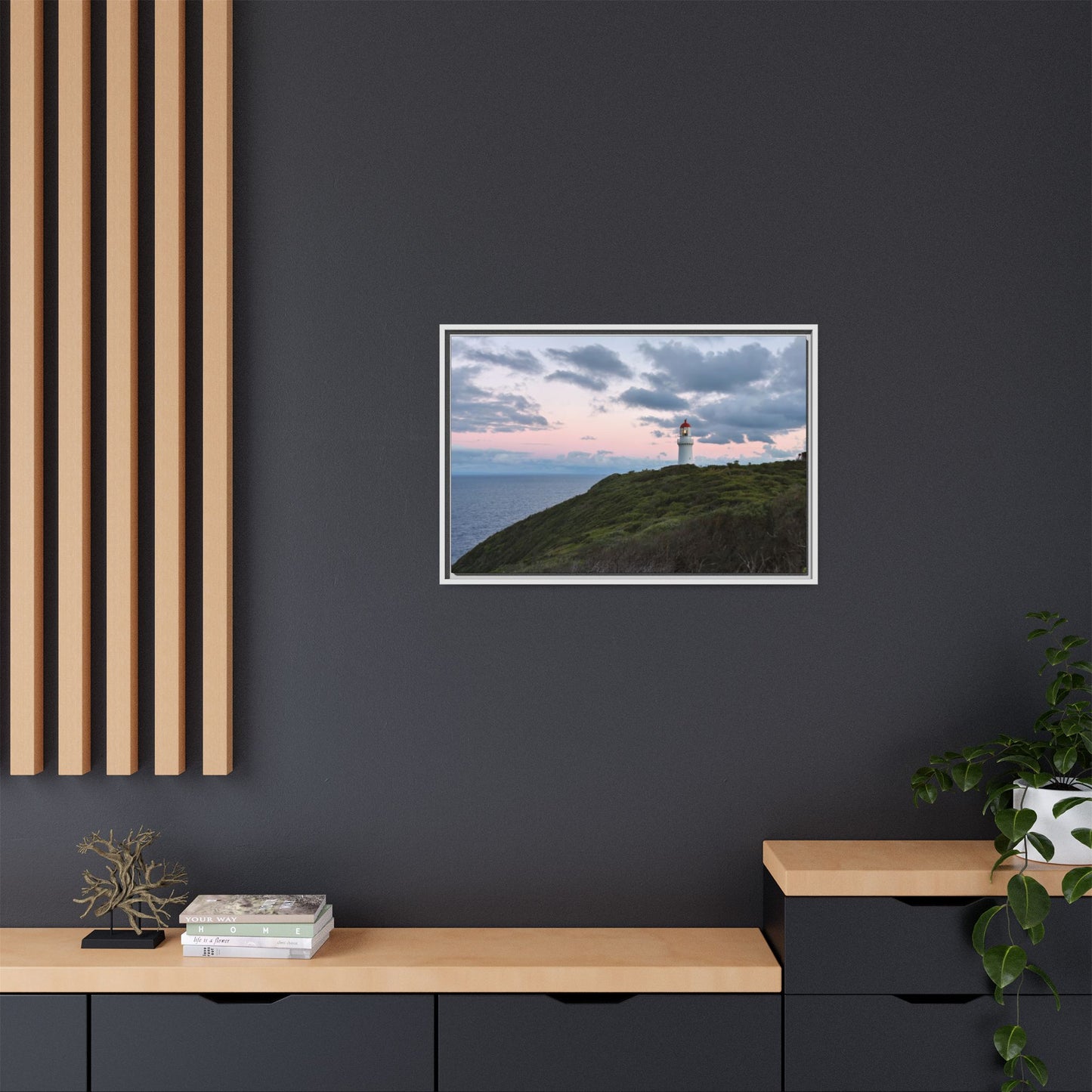 Cape Schank Lighthouse at Sunrise in Winter 6228 - Thick Matte Canvas Print, Framed