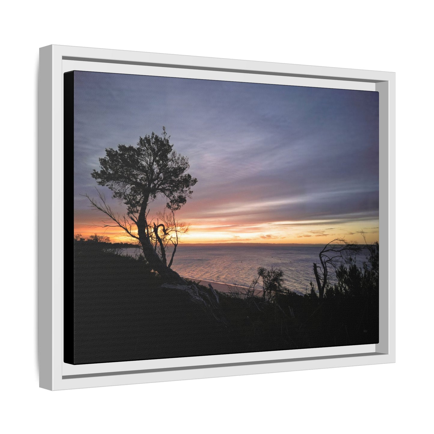 A Tranquil Evening: The Sunset Over Cowes - Thick Matte Canvas Print, Framed
