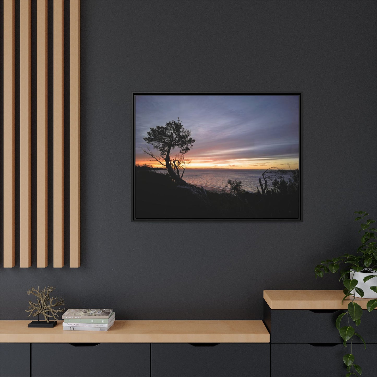 A Tranquil Evening: The Sunset Over Cowes - Thick Matte Canvas Print, Framed