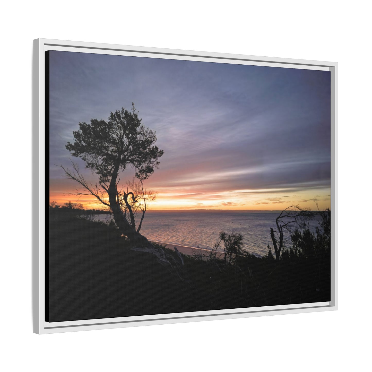 A Tranquil Evening: The Sunset Over Cowes - Thick Matte Canvas Print, Framed