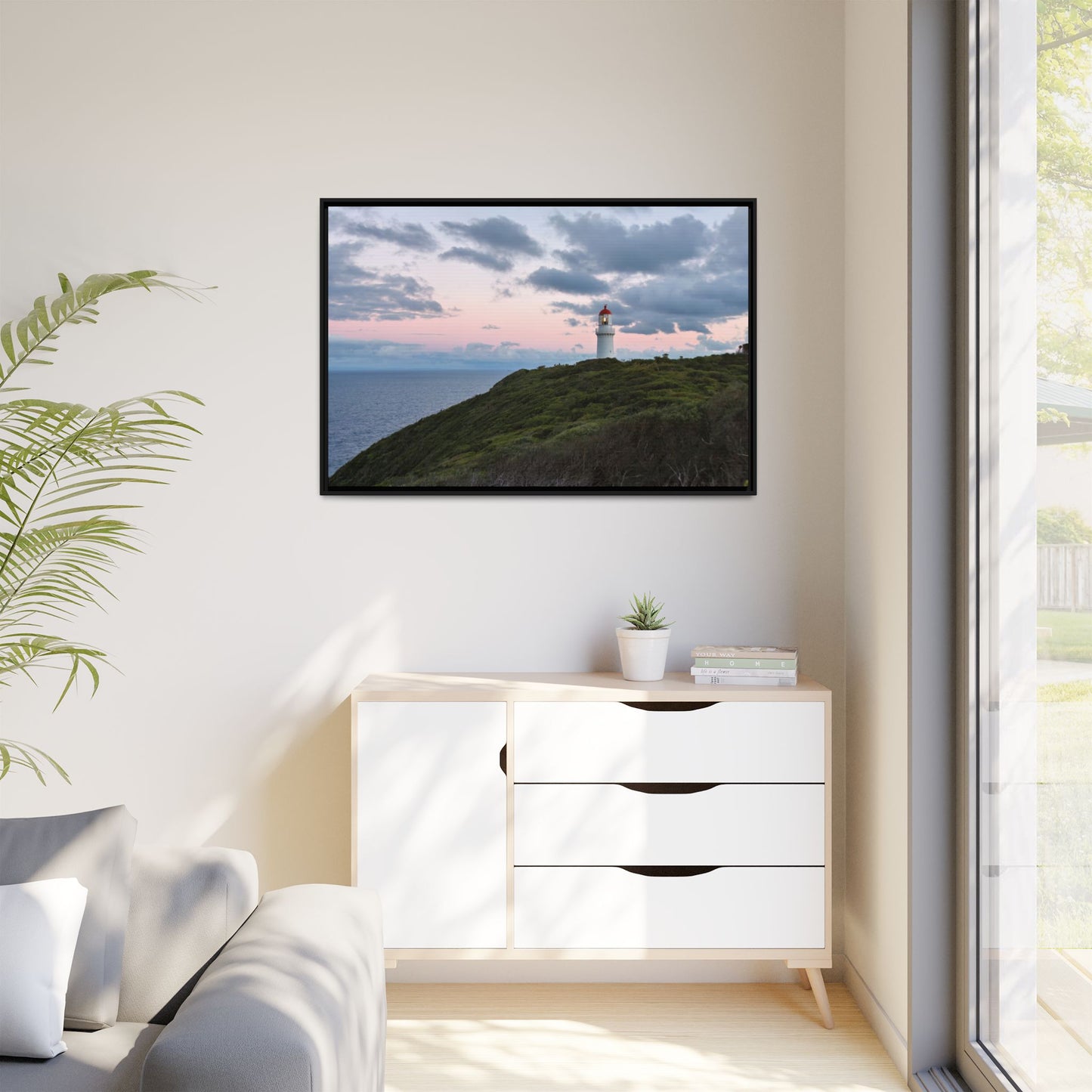 Cape Schank Lighthouse at Sunrise in Winter 6228 - Thick Matte Canvas Print, Framed