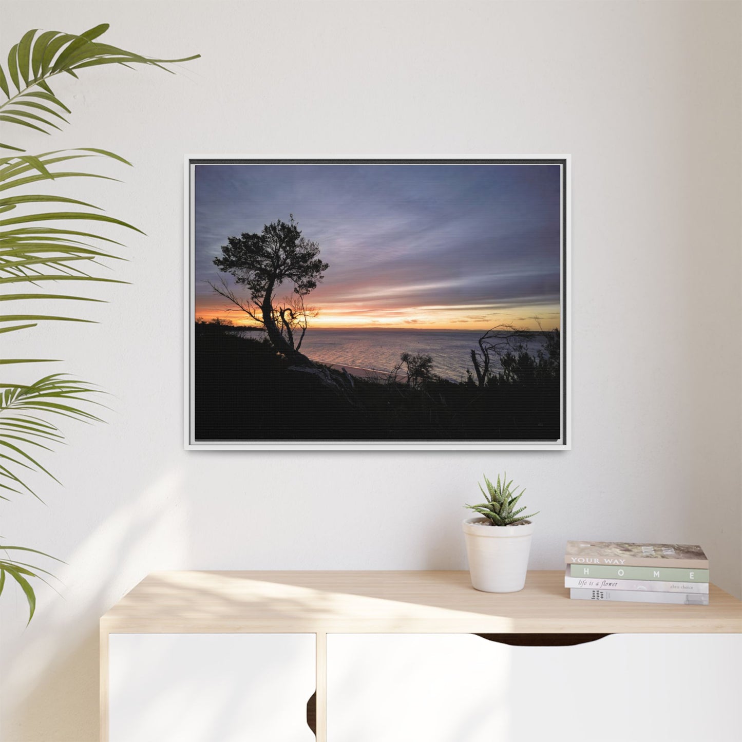 A Tranquil Evening: The Sunset Over Cowes - Thick Matte Canvas Print, Framed