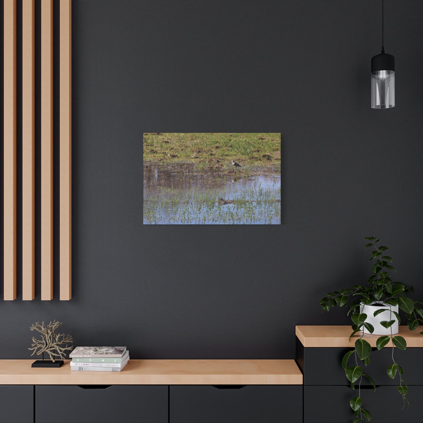 Sandpiper in Serene Wetland at the Willam L. Finley National Wildlife Refuge 2897 - Thick Matte Canvas Print