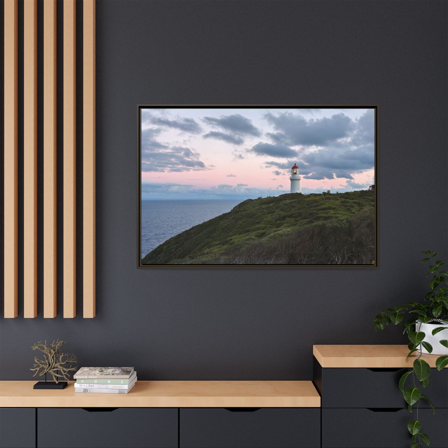 Cape Schank Lighthouse at Sunrise in Winter 6228 - Thick Matte Canvas Print, Framed