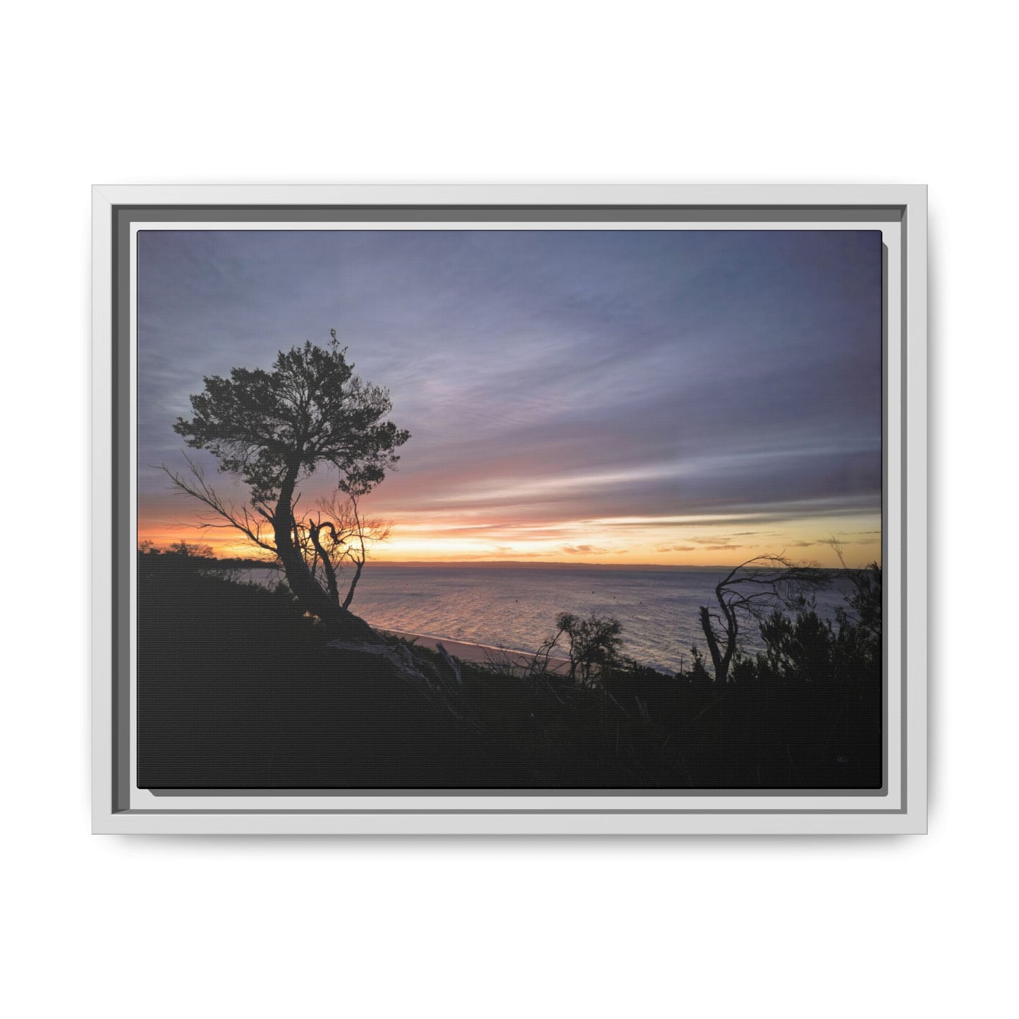 A Tranquil Evening: The Sunset Over Cowes - Thick Matte Canvas Print, Framed