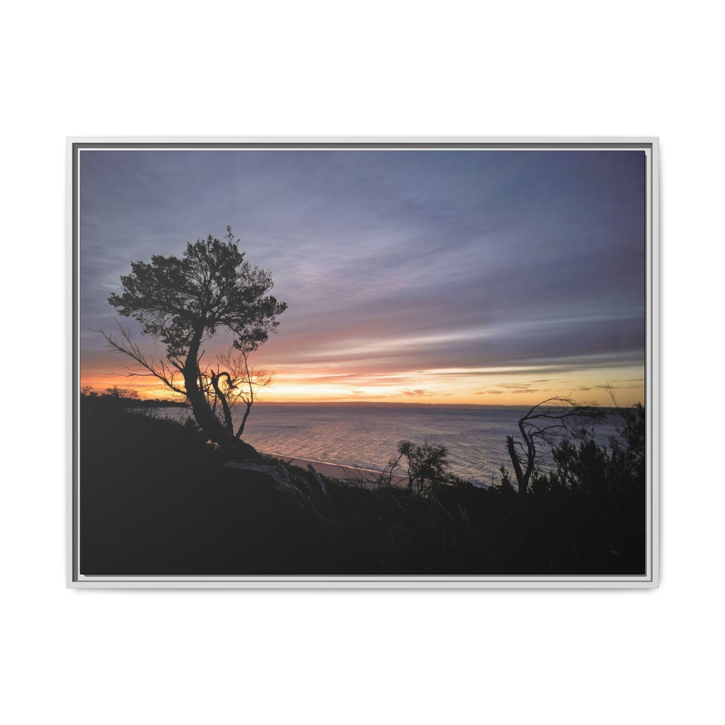 A Tranquil Evening: The Sunset Over Cowes - Thick Matte Canvas Print, Framed