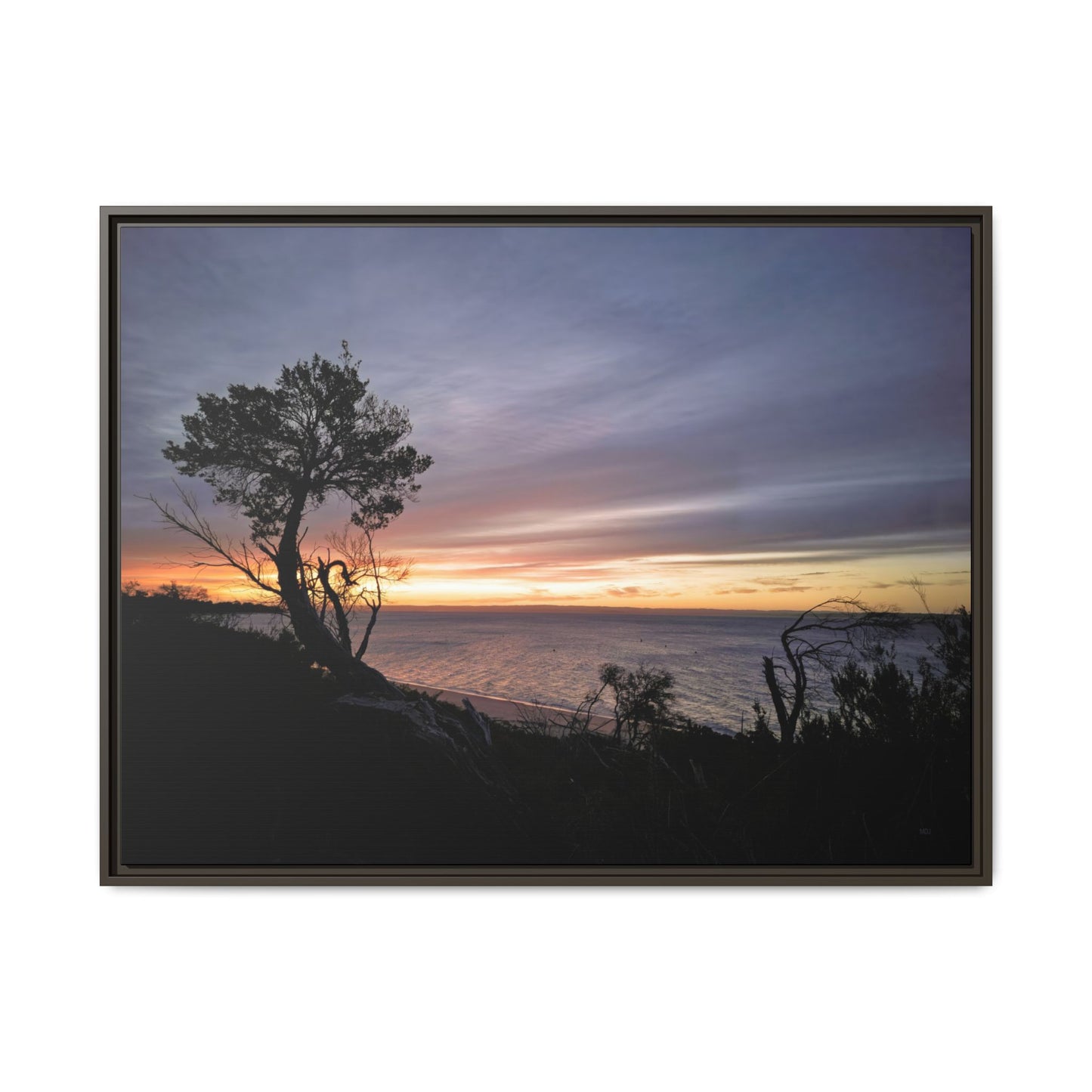 A Tranquil Evening: The Sunset Over Cowes - Thick Matte Canvas Print, Framed