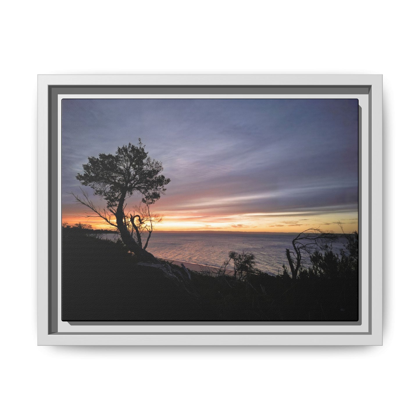 A Tranquil Evening: The Sunset Over Cowes - Thick Matte Canvas Print, Framed