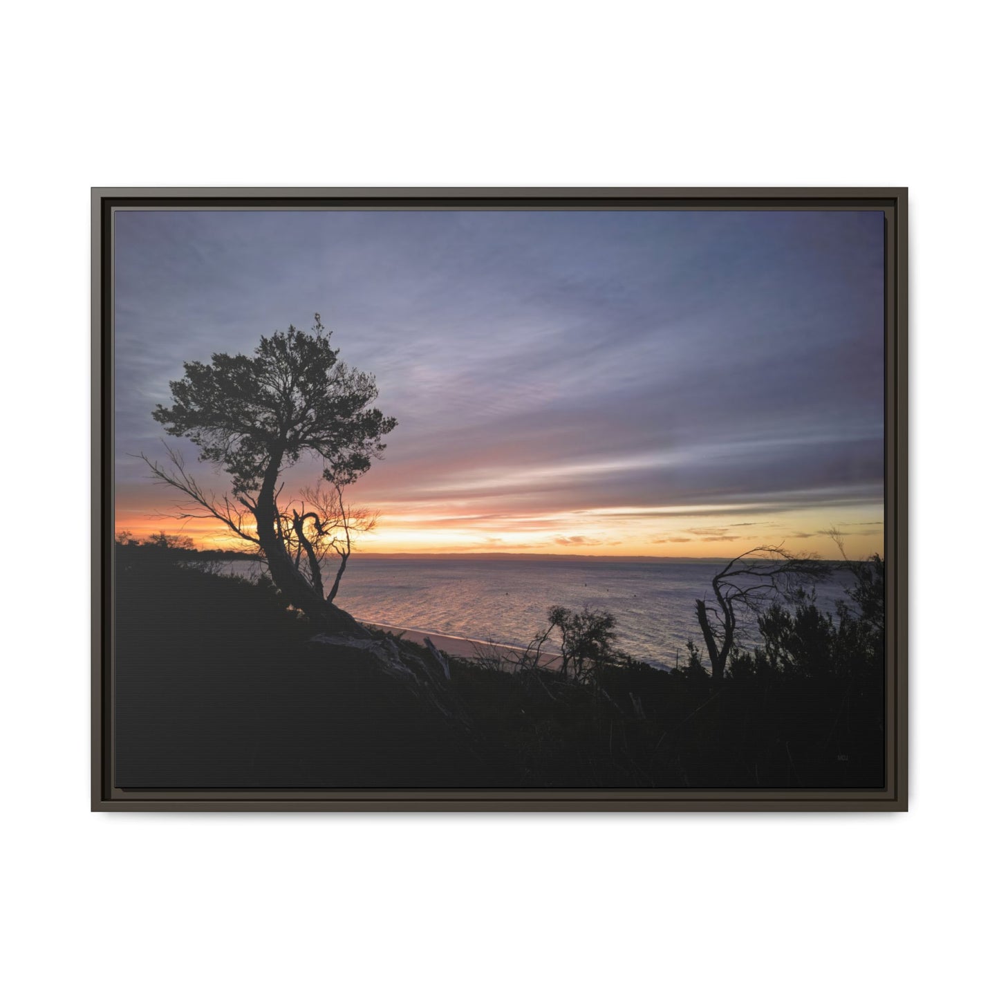 A Tranquil Evening: The Sunset Over Cowes - Thick Matte Canvas Print, Framed
