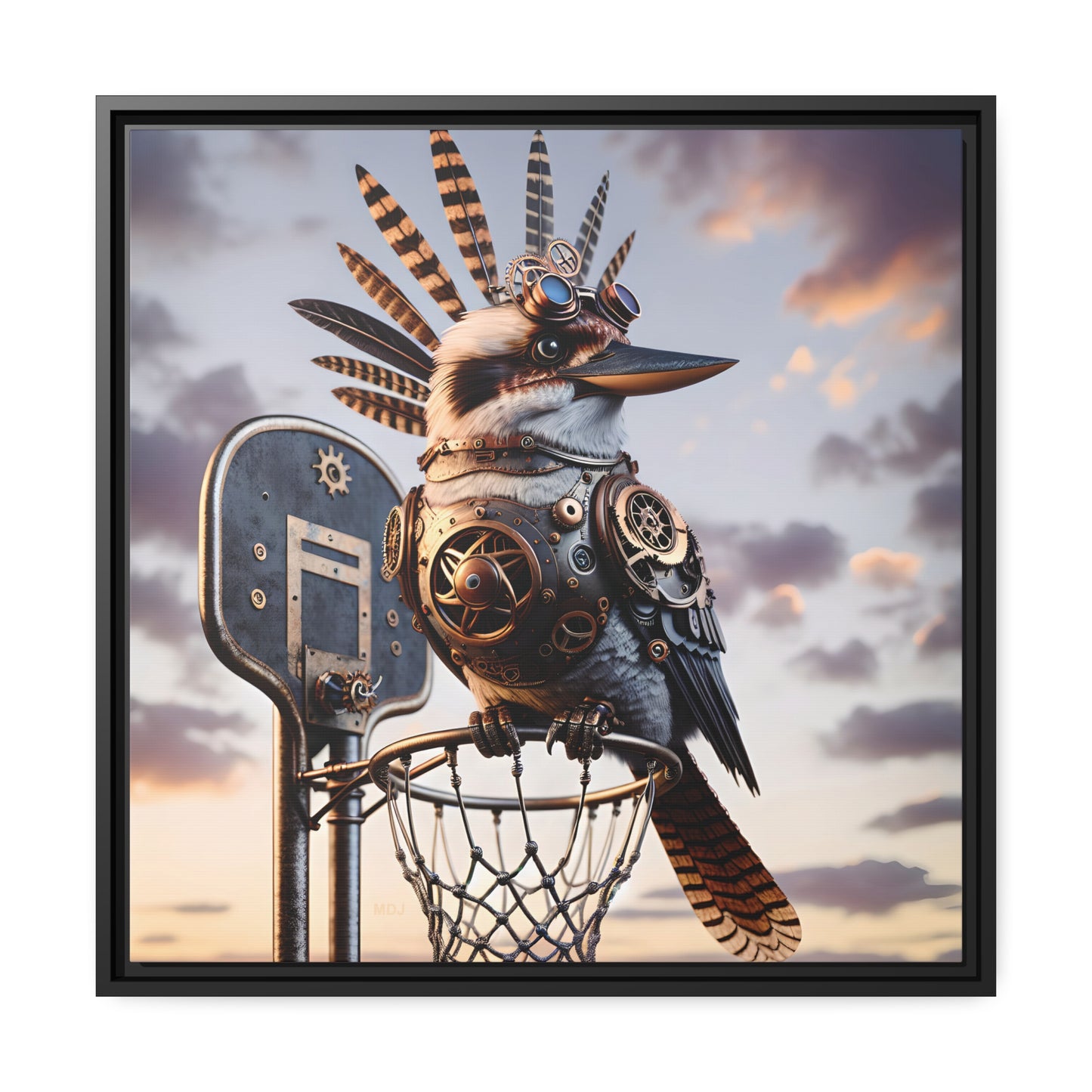 Steampunk Kookaburra 19 - Thick Matte Canvas Print, Black Frame